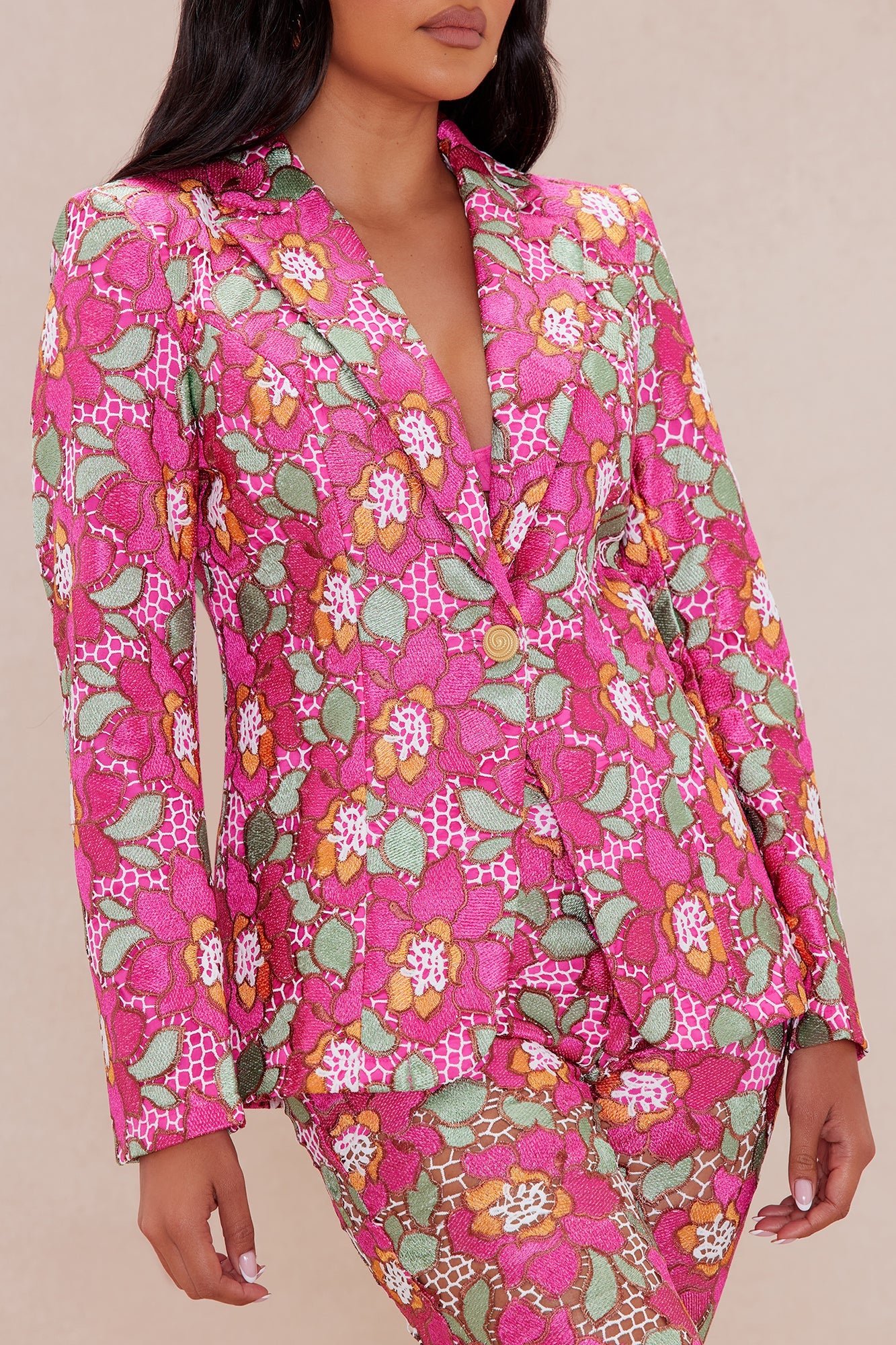 Maura Embroidered Blazer - Pink/combo