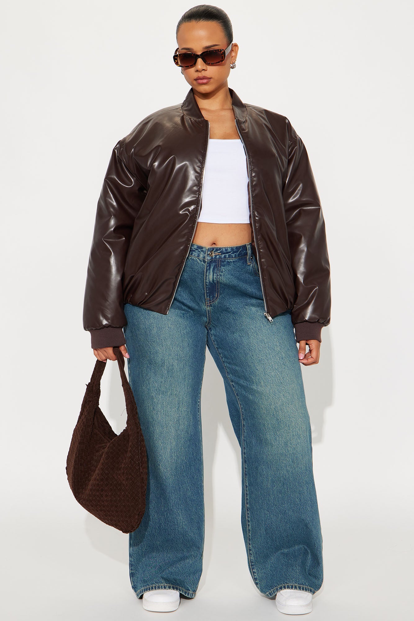 Gwen Faux Leather Puffer - Chocolate