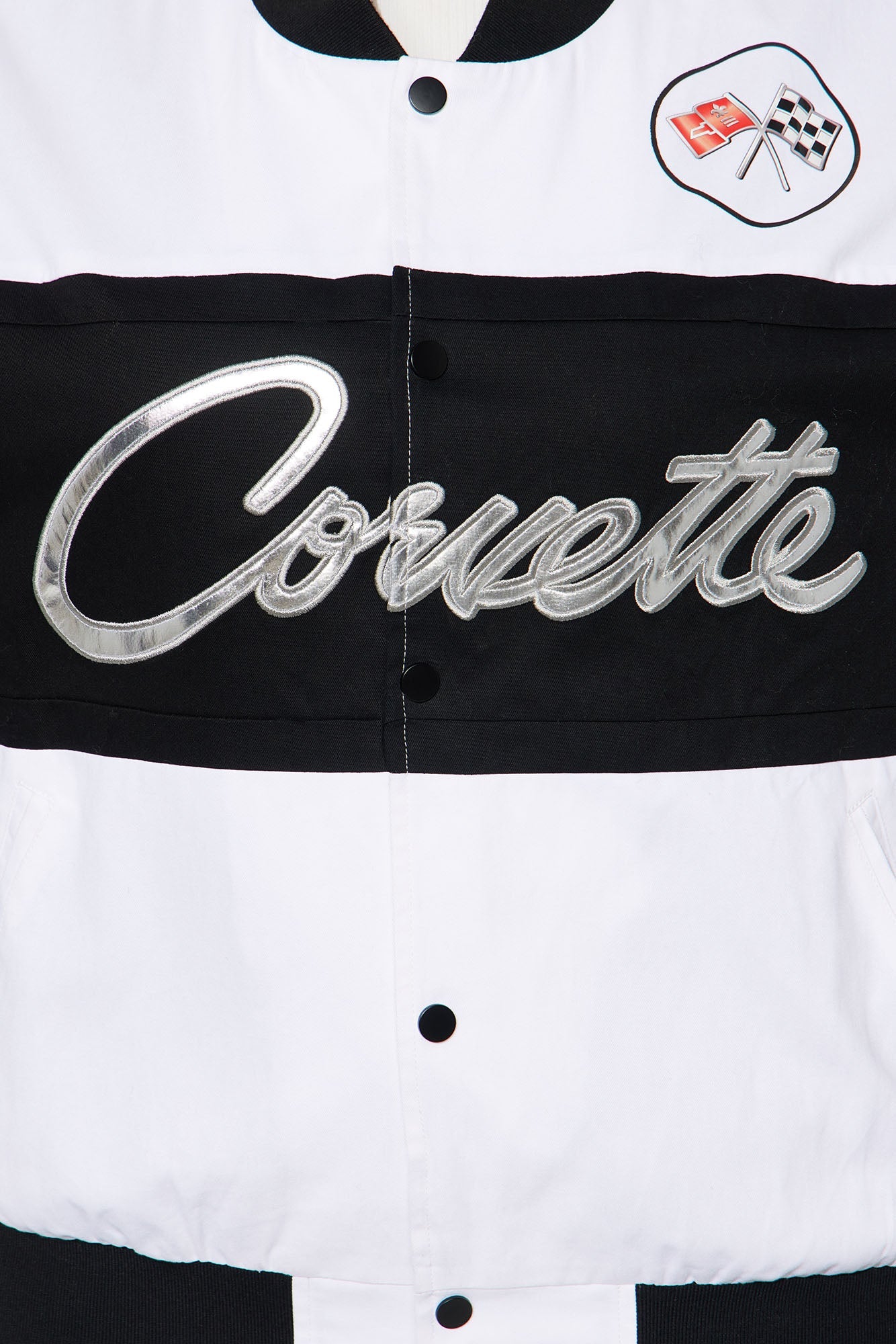 Show Off Corvette Bomber Jacket - Black/White