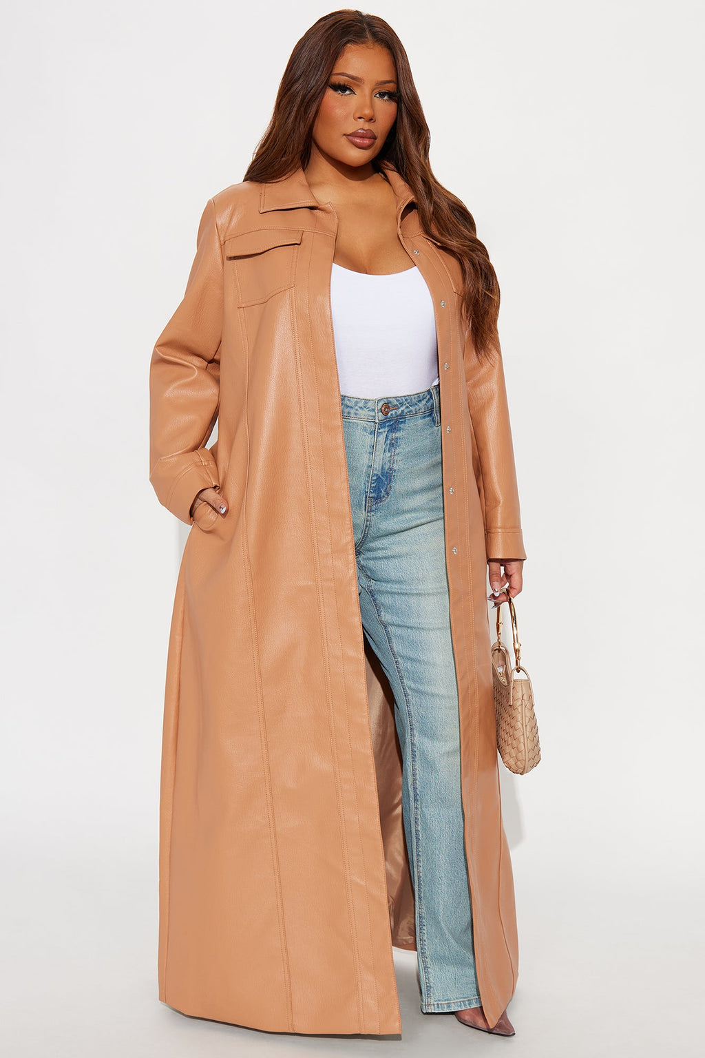 Iris Faux Leather Trench - Mocha