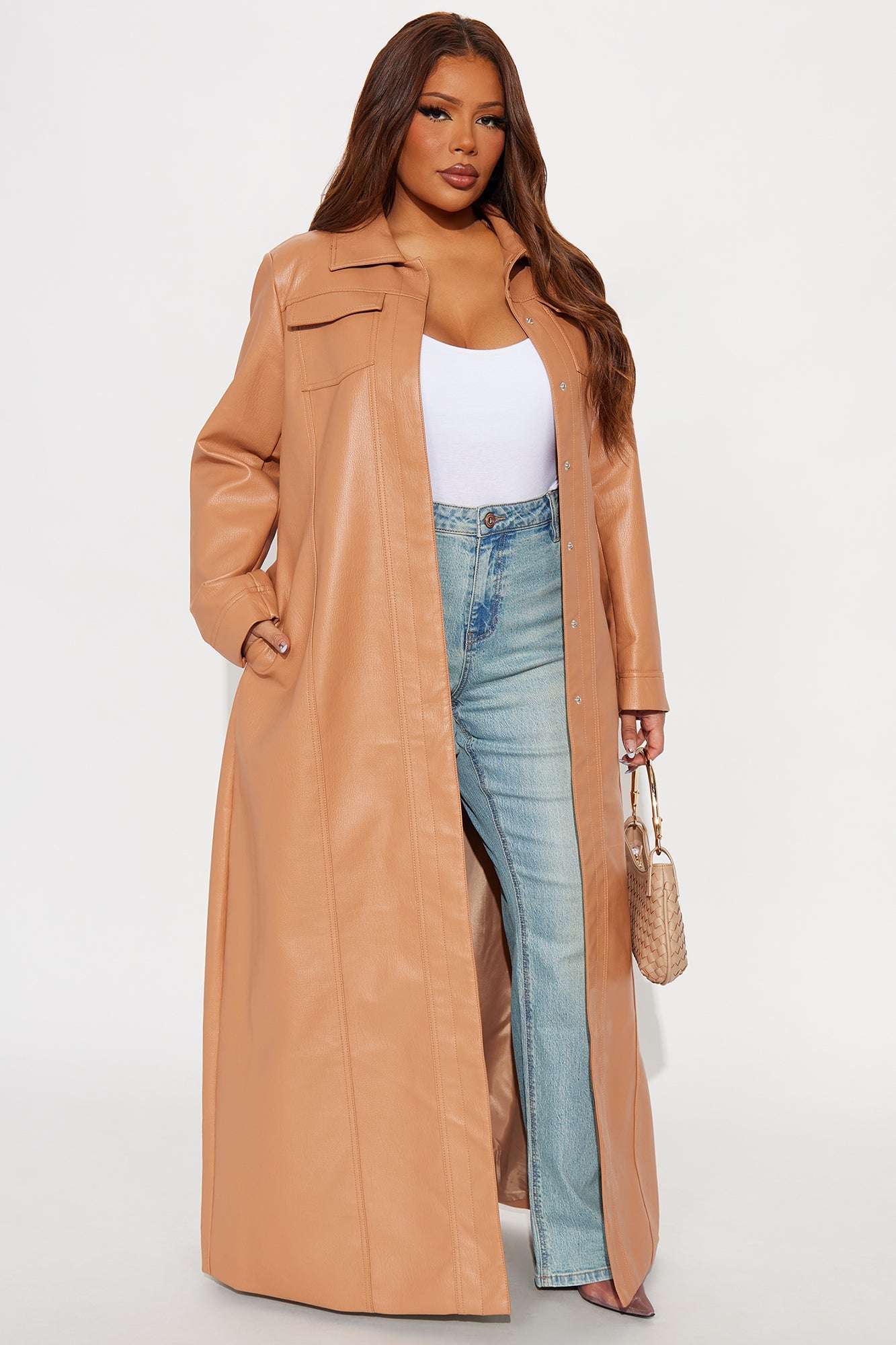 Iris Faux Leather Trench - Mocha