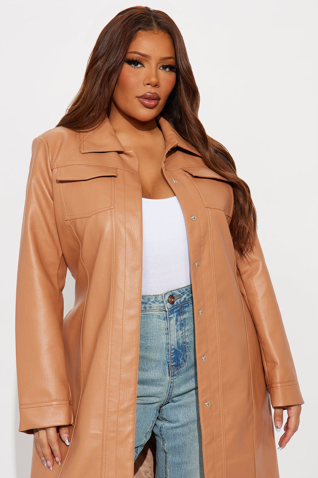 Iris Faux Leather Trench - Mocha