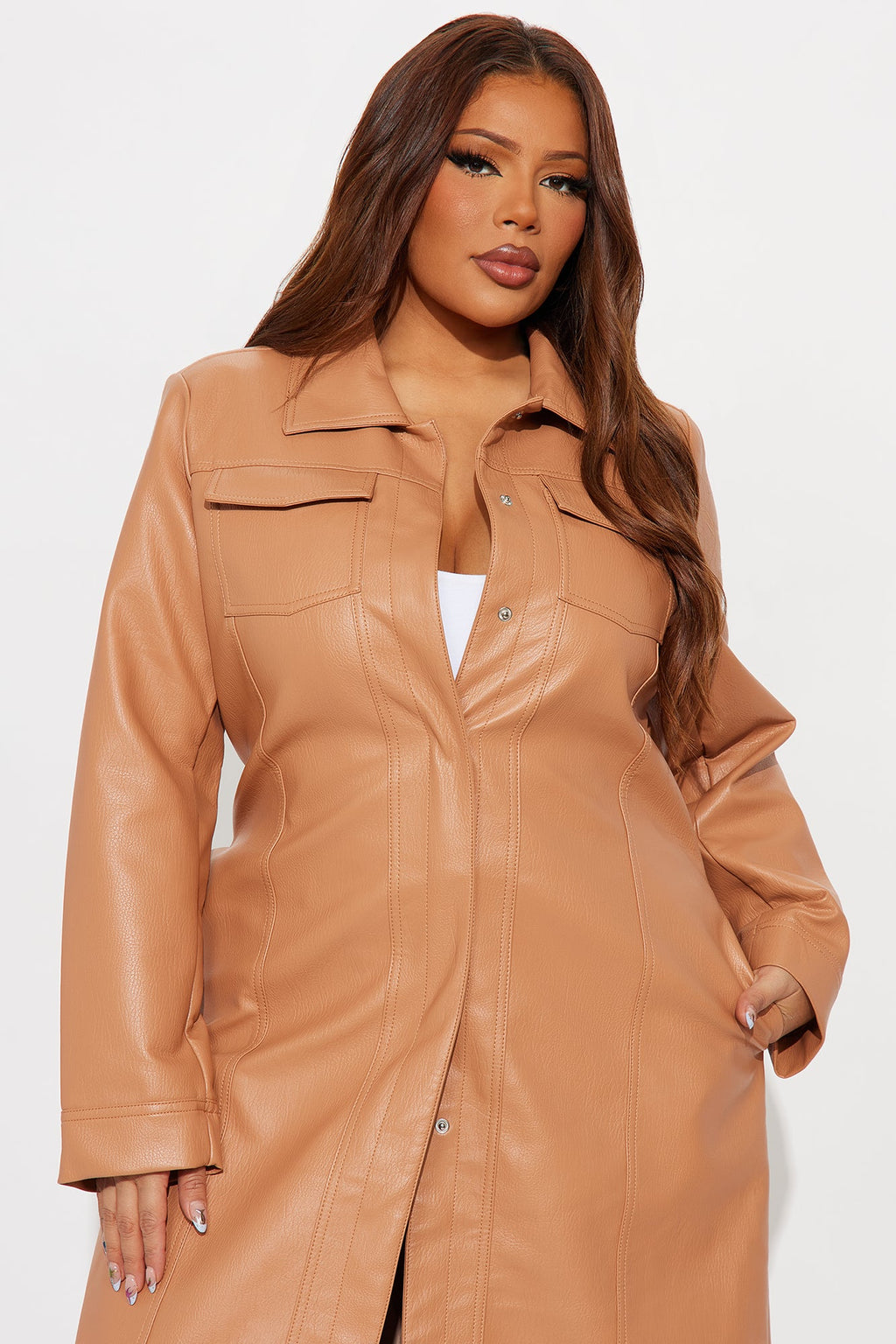 Iris Faux Leather Trench - Mocha