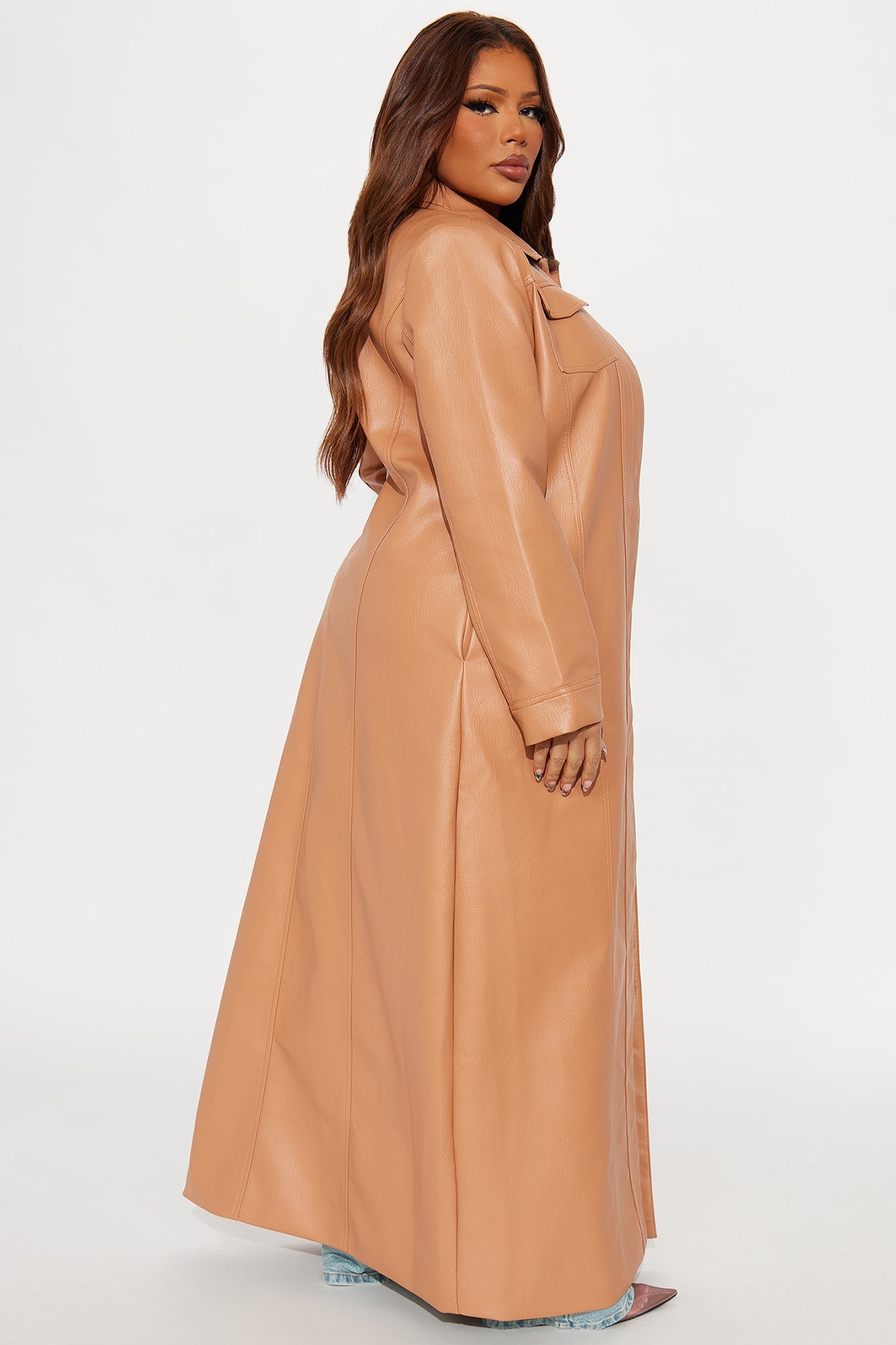 Iris Faux Leather Trench - Mocha