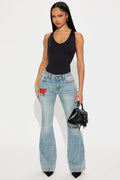 Ed Hardy Hearts Stretch Flare Jeans - Medium Wash