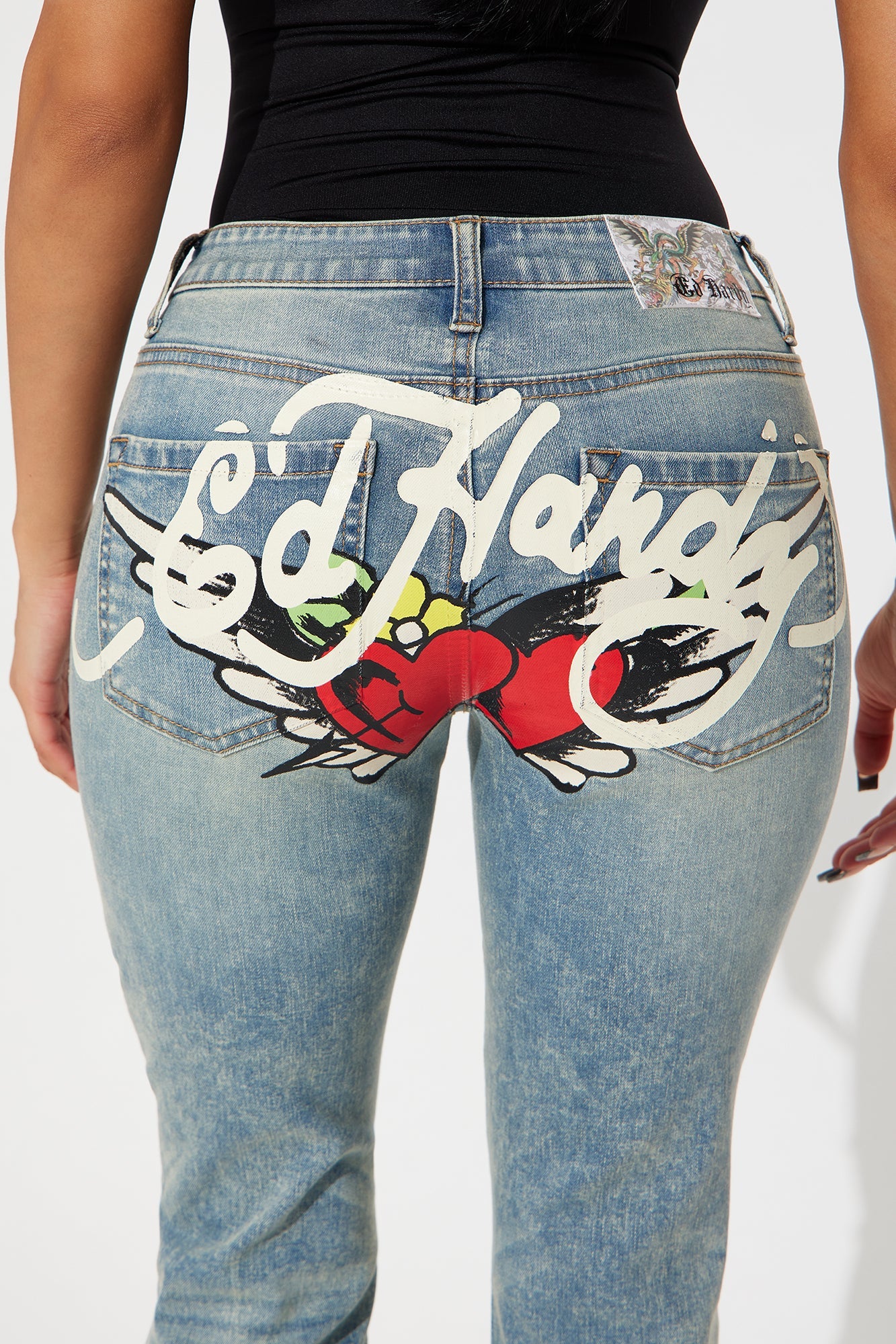 Ed Hardy Hearts Stretch Flare Jeans - Medium Wash