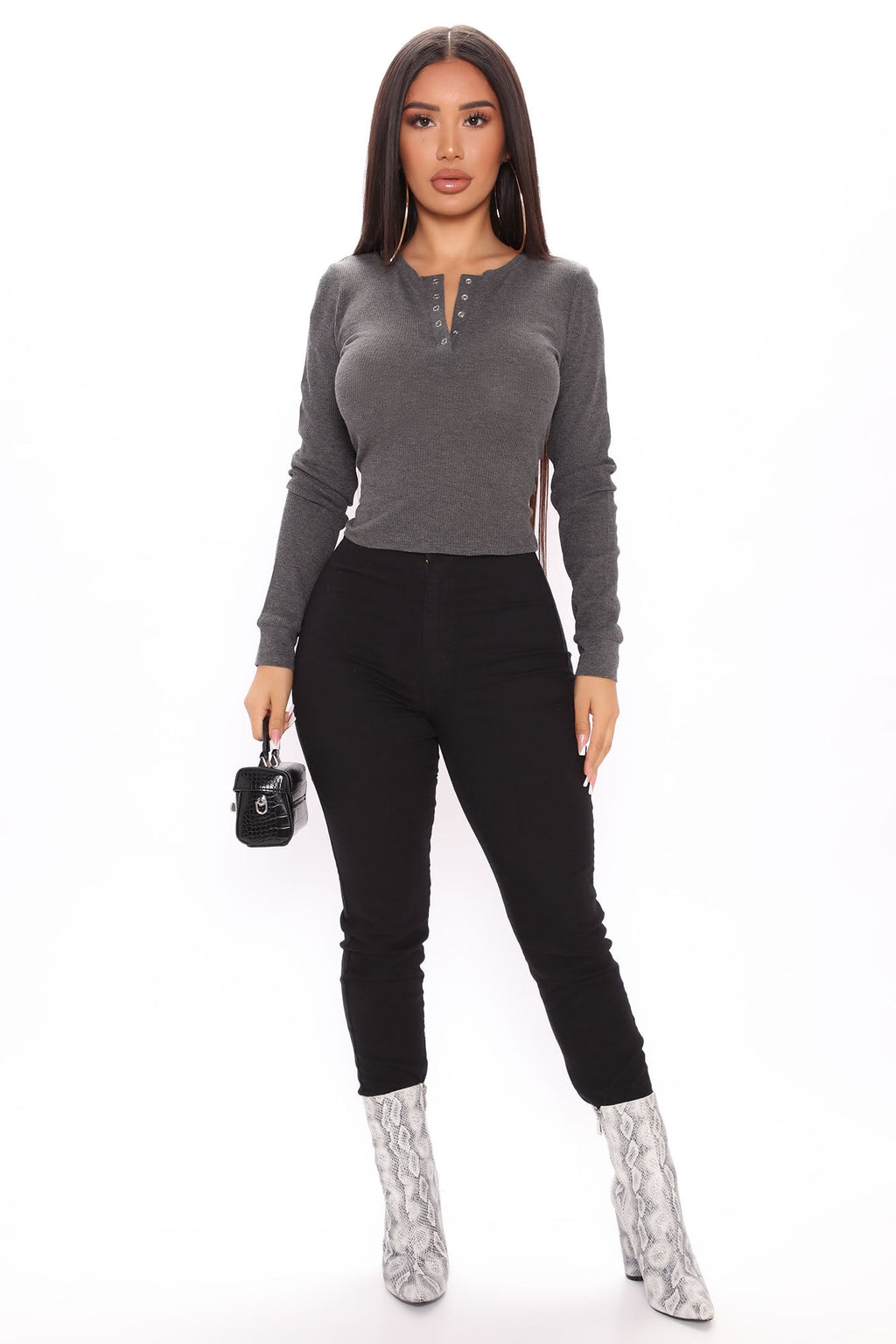 My Favorite Henley Top - Charcoal