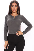 My Favorite Henley Top - Charcoal