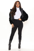 Keepin' Me Warm Faux Fur Bomber - Black