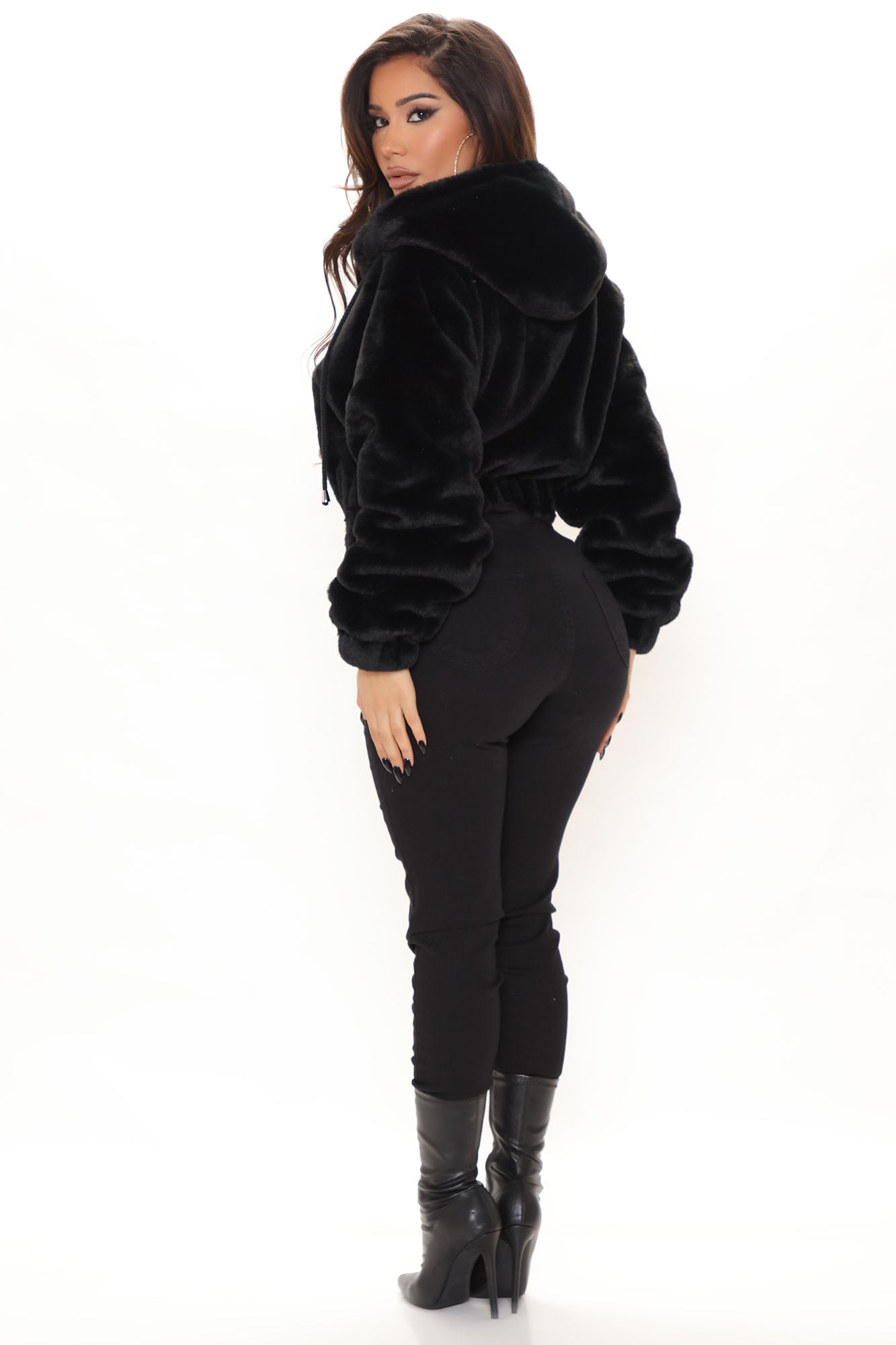 Keepin' Me Warm Faux Fur Bomber - Black