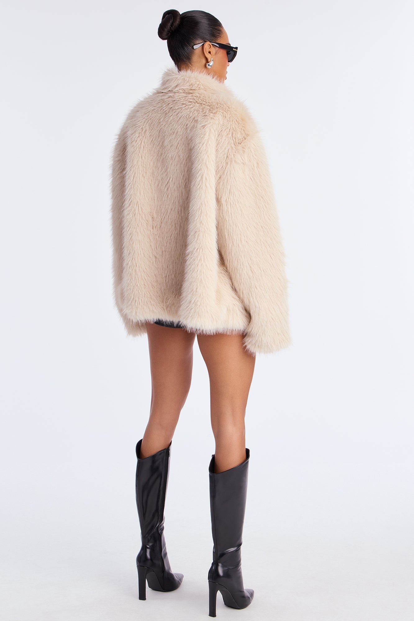 Eliza Faux Fur Coat - Stone
