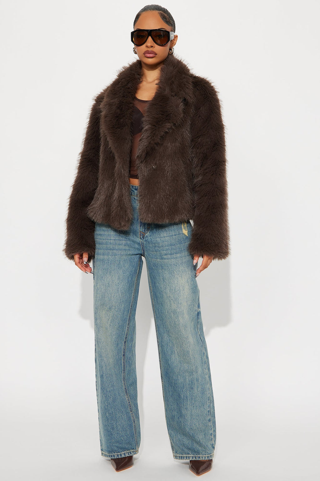 Kennedy Faux Fur Coat - Mocha