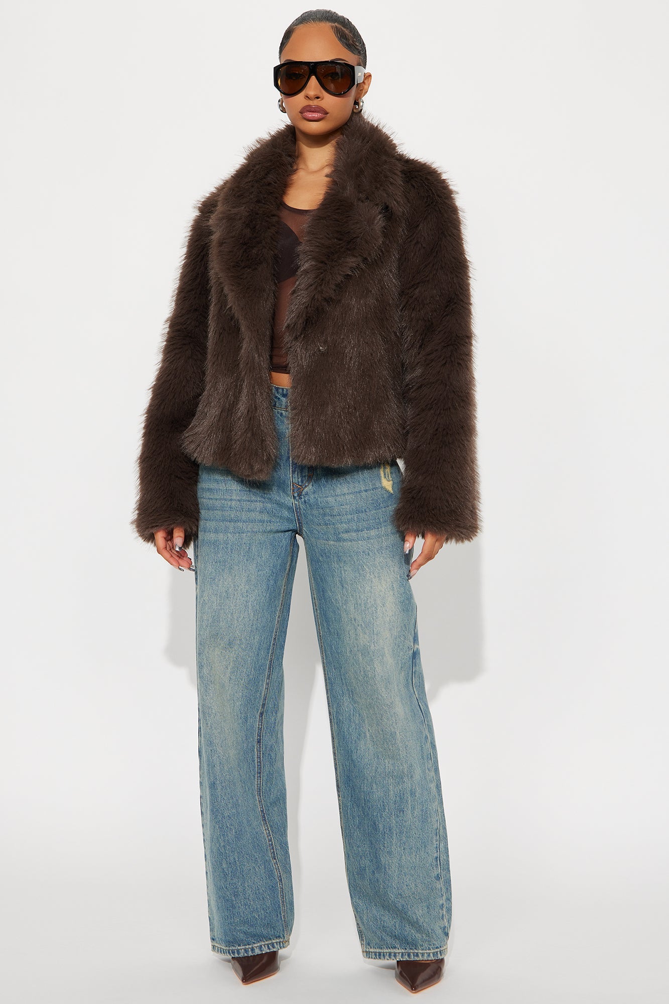 Kennedy Faux Fur Coat - Mocha