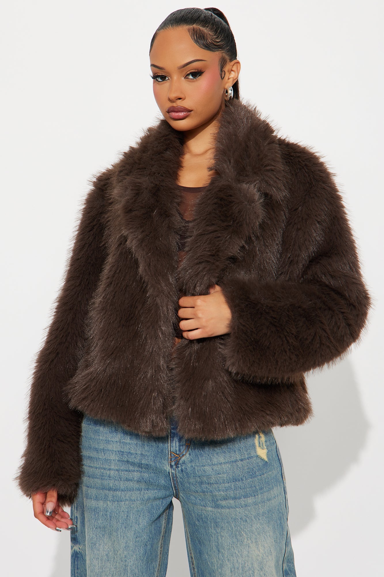 Kennedy Faux Fur Coat - Mocha
