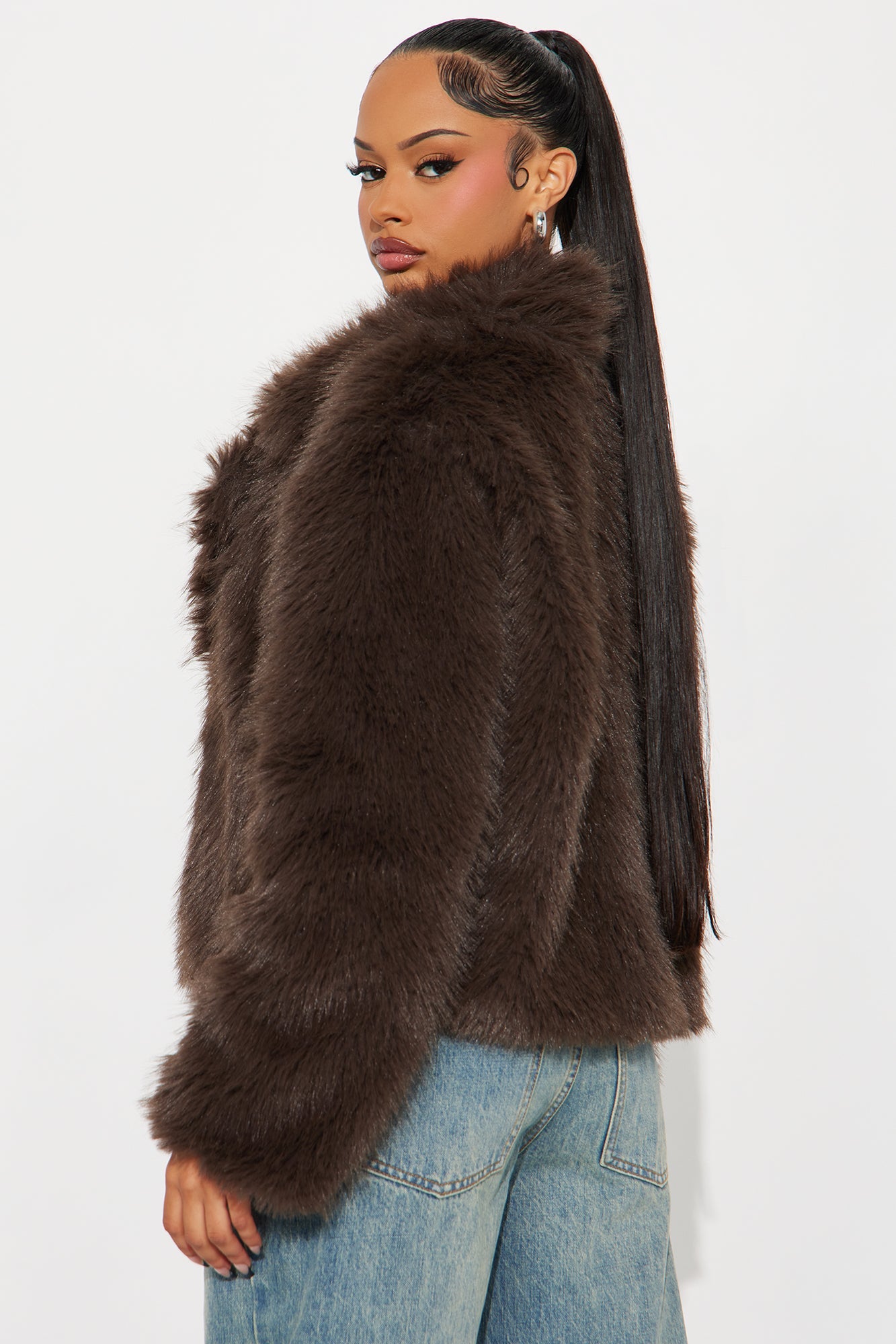 Kennedy Faux Fur Coat - Mocha