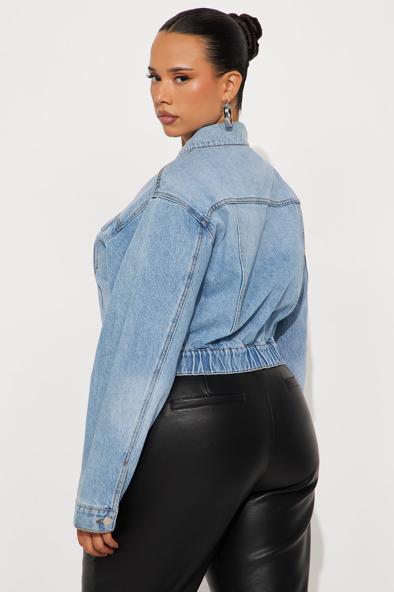 Out Of Time Denim Bomber Jacket - Light Wash