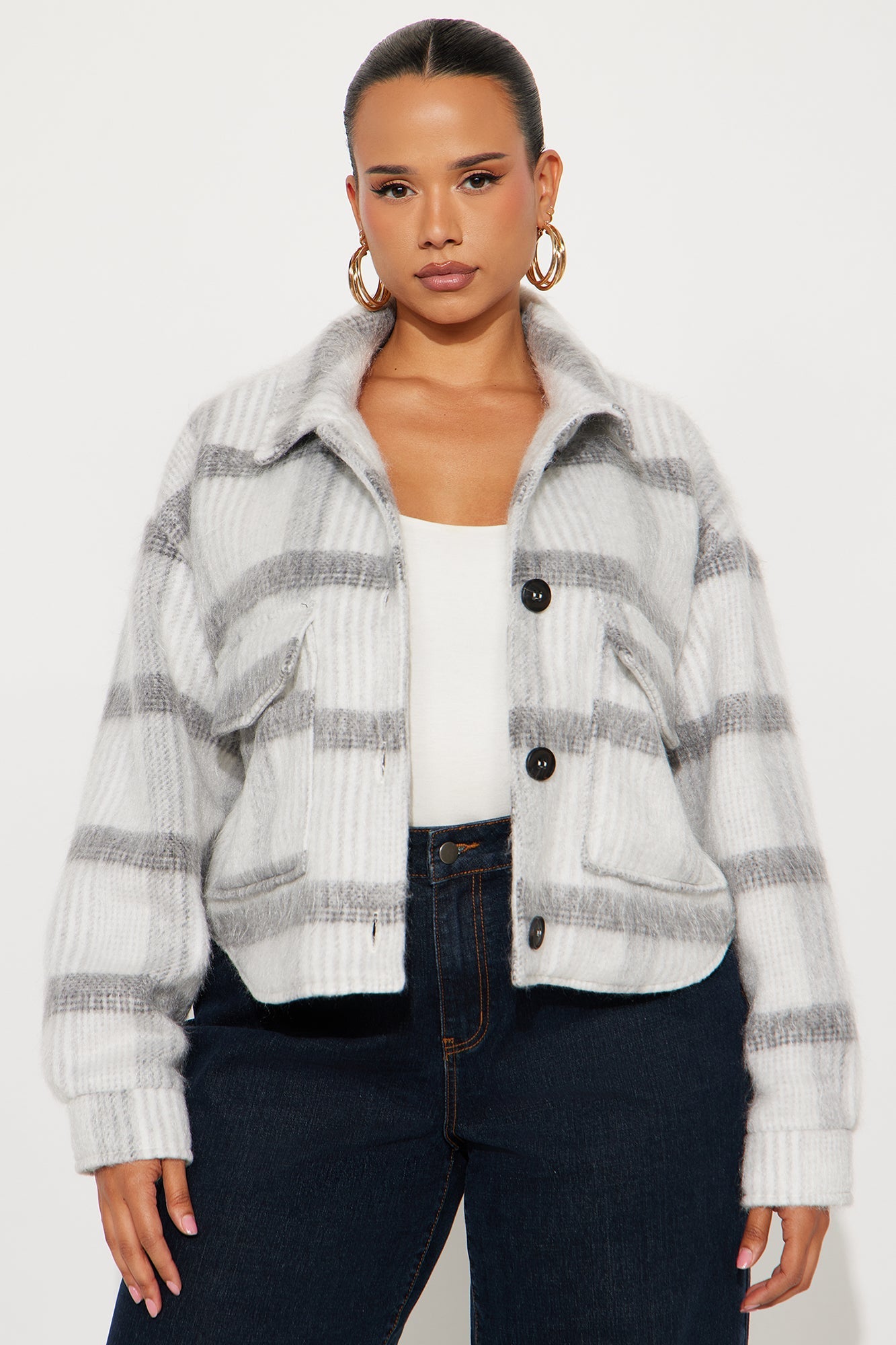 Hannah Wool Shacket - Grey/Black