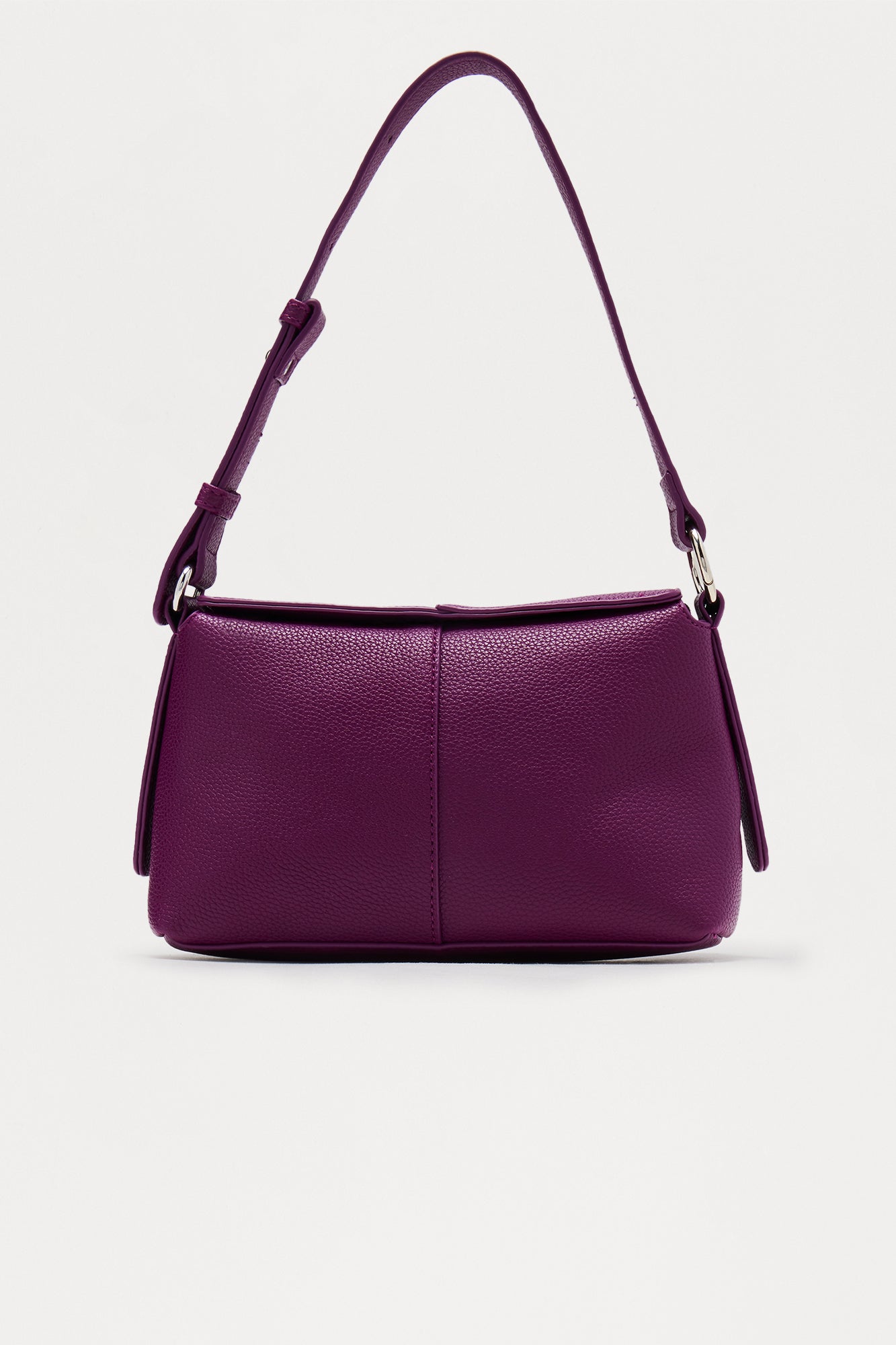 Flirty Faux Leather Shoulder Handbag - Plum