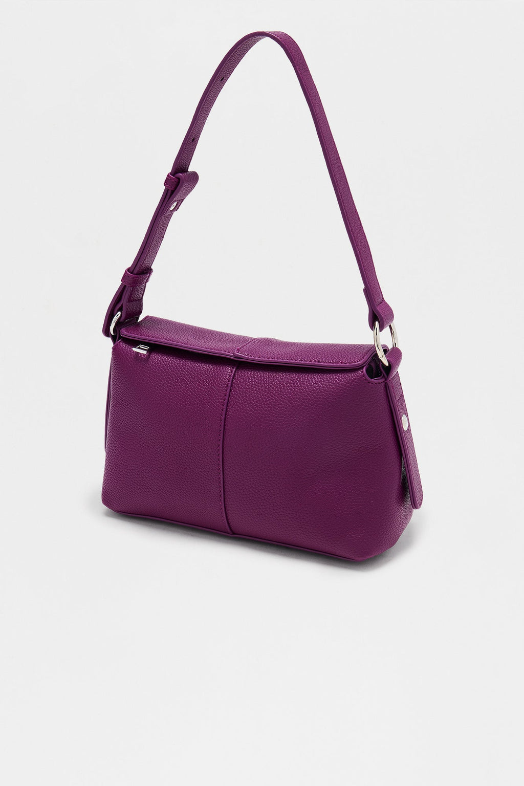 Flirty Faux Leather Shoulder Handbag - Plum
