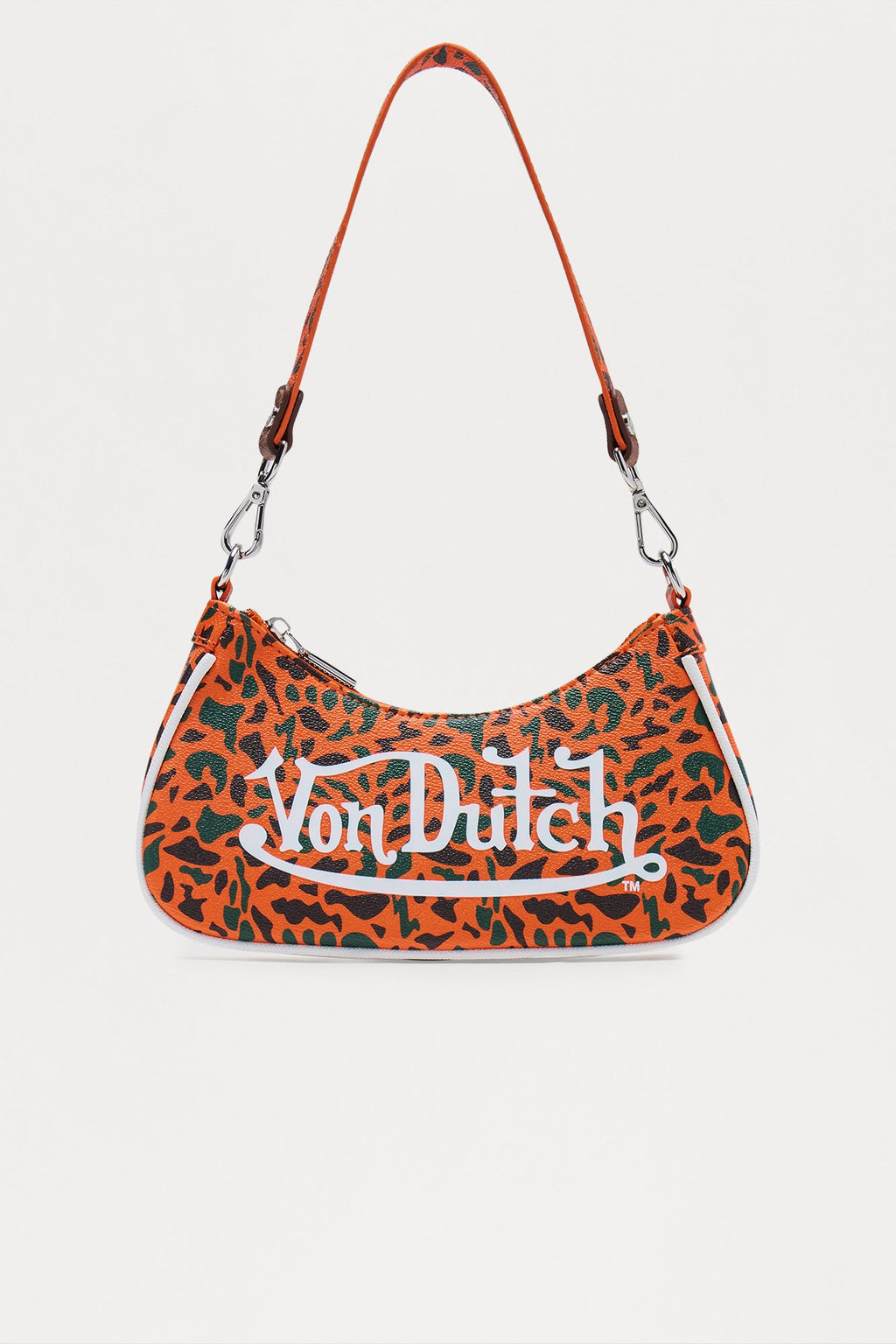 Drop Zone Camouflage Faux Leather Von Dutch Shoulder Bag - Orange/combo