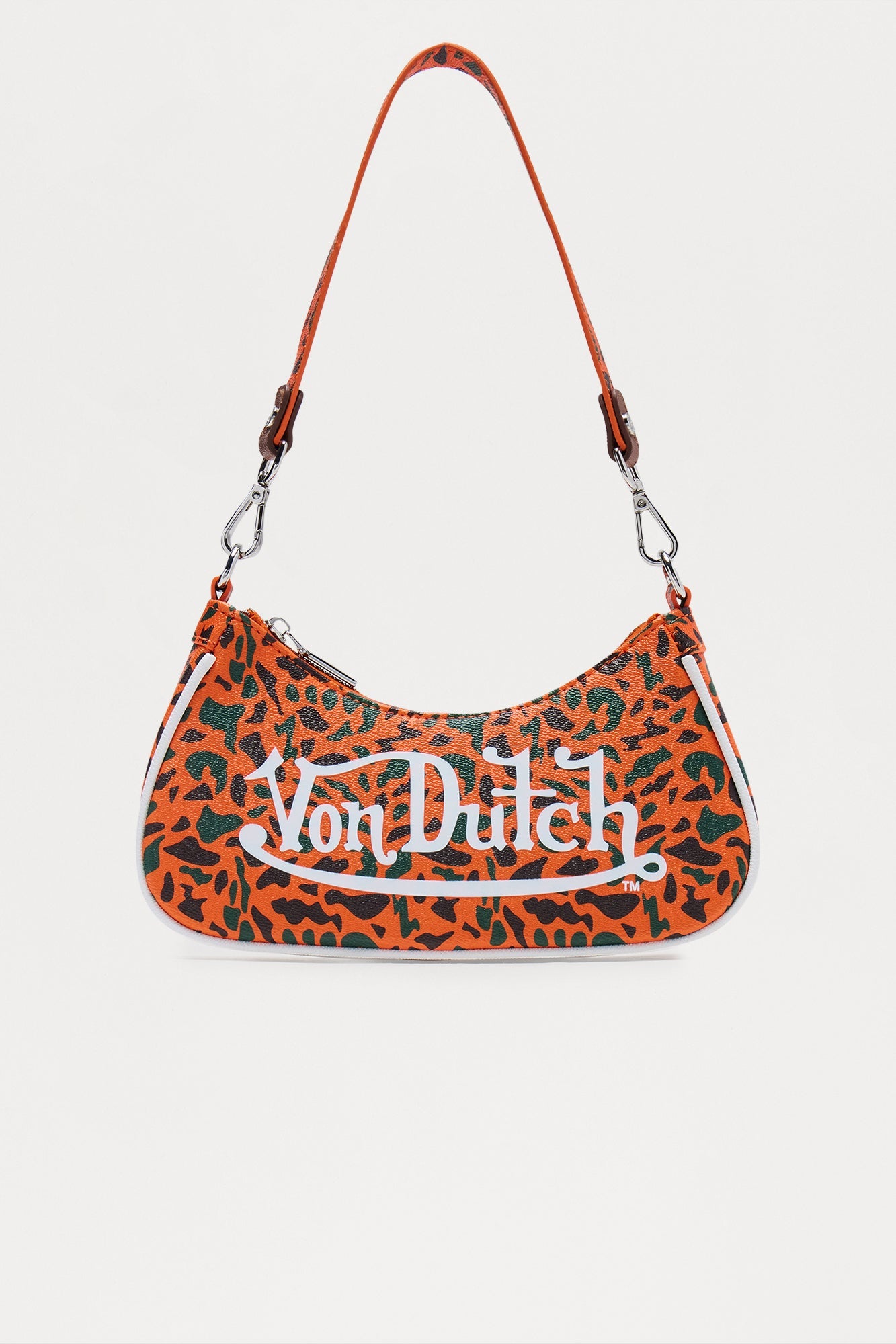 Drop Zone Camouflage Faux Leather Von Dutch Shoulder Bag - Orange/combo