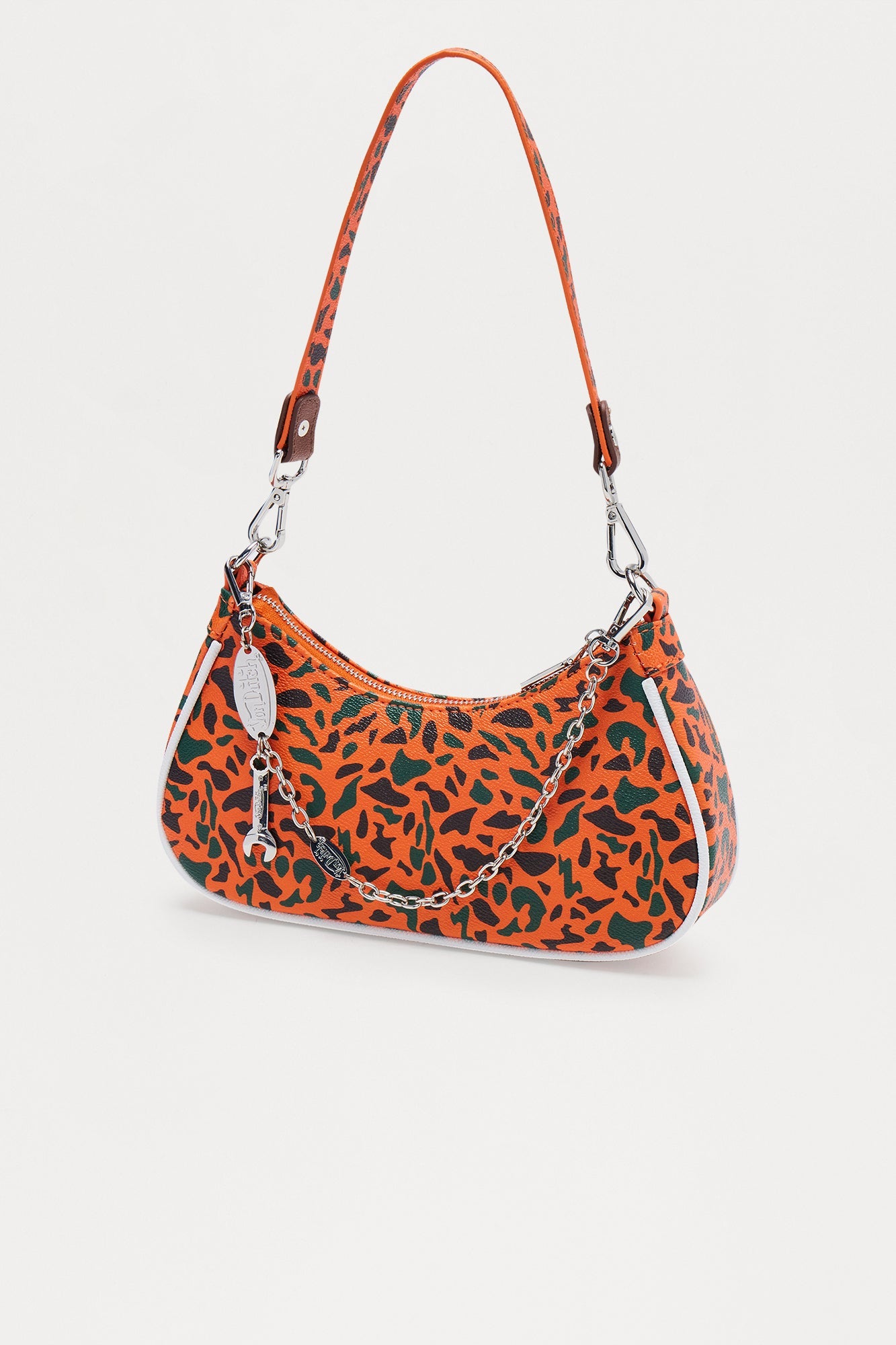 Drop Zone Camouflage Faux Leather Von Dutch Shoulder Bag - Orange/combo