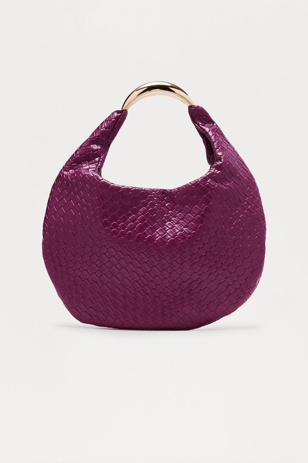 Staple Piece Woven Faux Leather Satchel Handbag - Plum