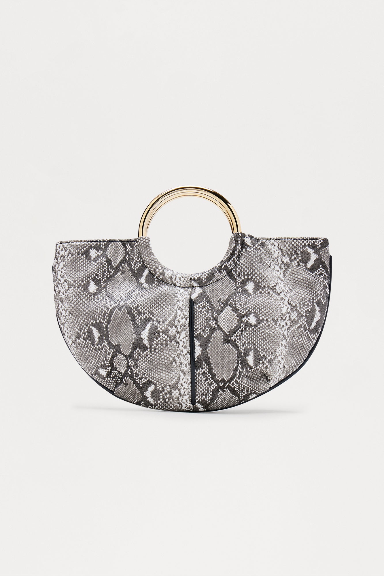 Slither Away Faux Leather Satchel Handbag - Grey/combo