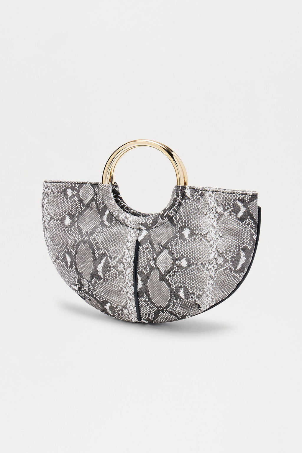 Slither Away Faux Leather Satchel Handbag - Grey/combo