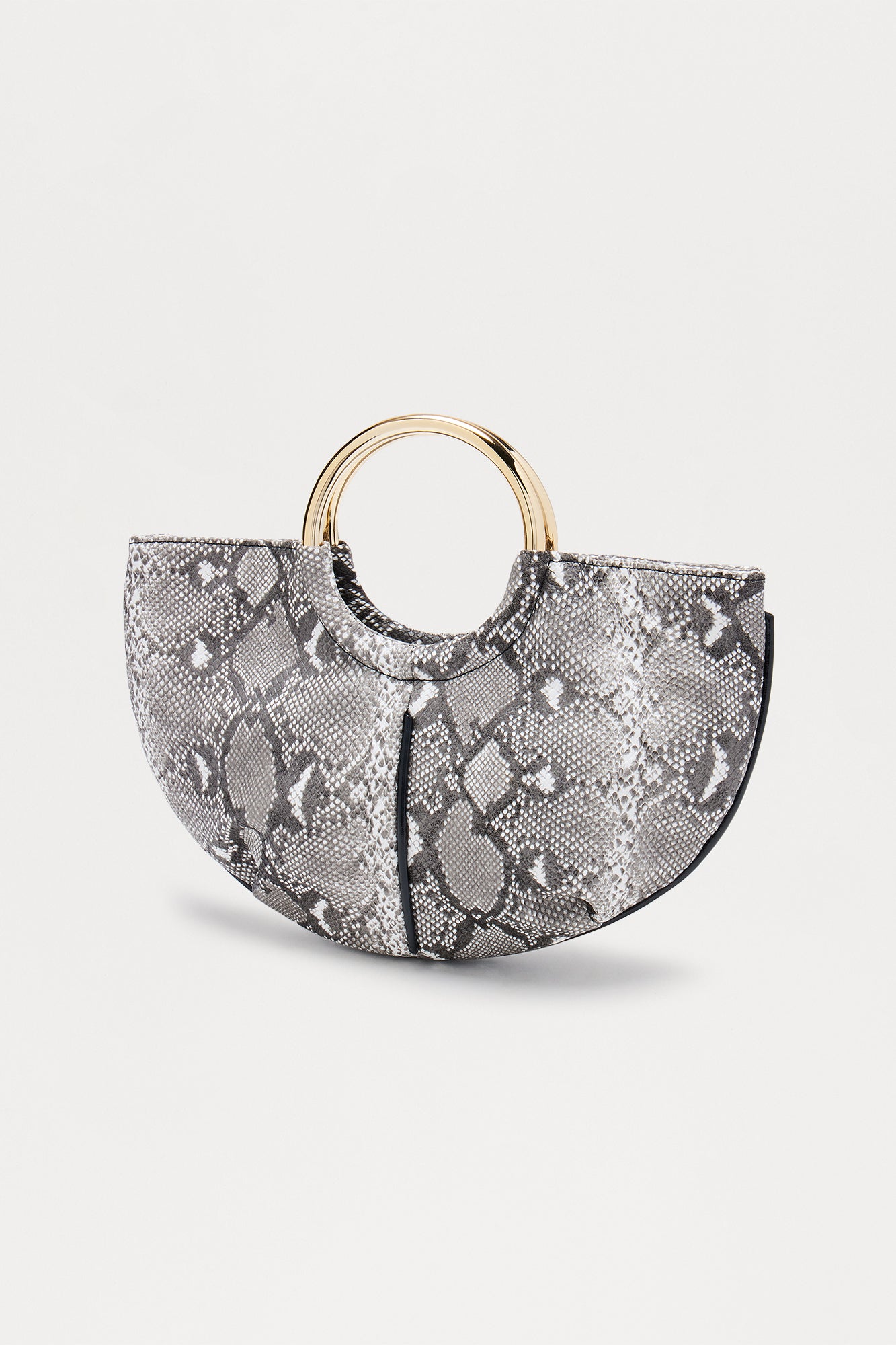 Slither Away Faux Leather Satchel Handbag - Grey/combo