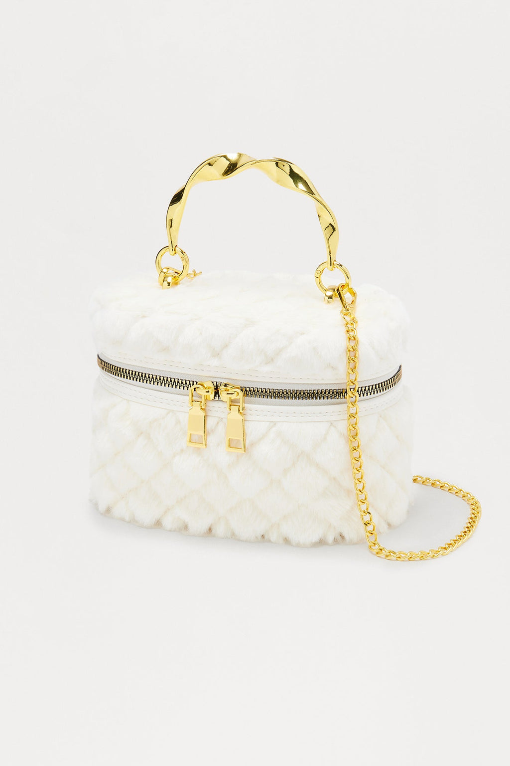 Furever Yours Faux Fur Crossbody Handbag - Ivory