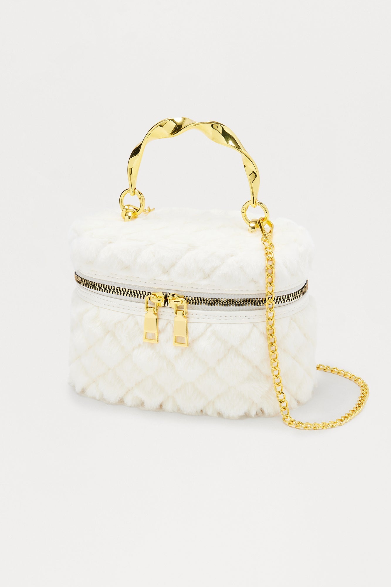 Furever Yours Faux Fur Crossbody Handbag - Ivory