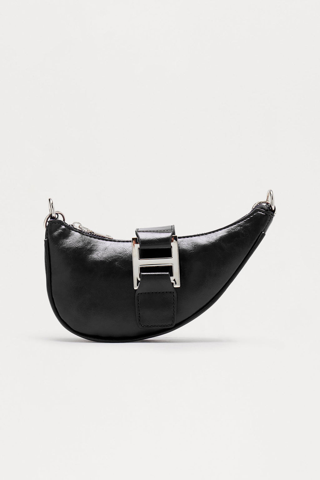 Outside The Lines Faux Leather Shoulder Handbag - Black