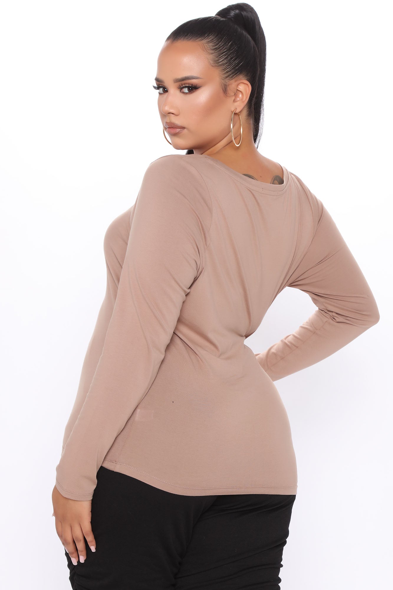 Julia Long Sleeve Top - Taupe