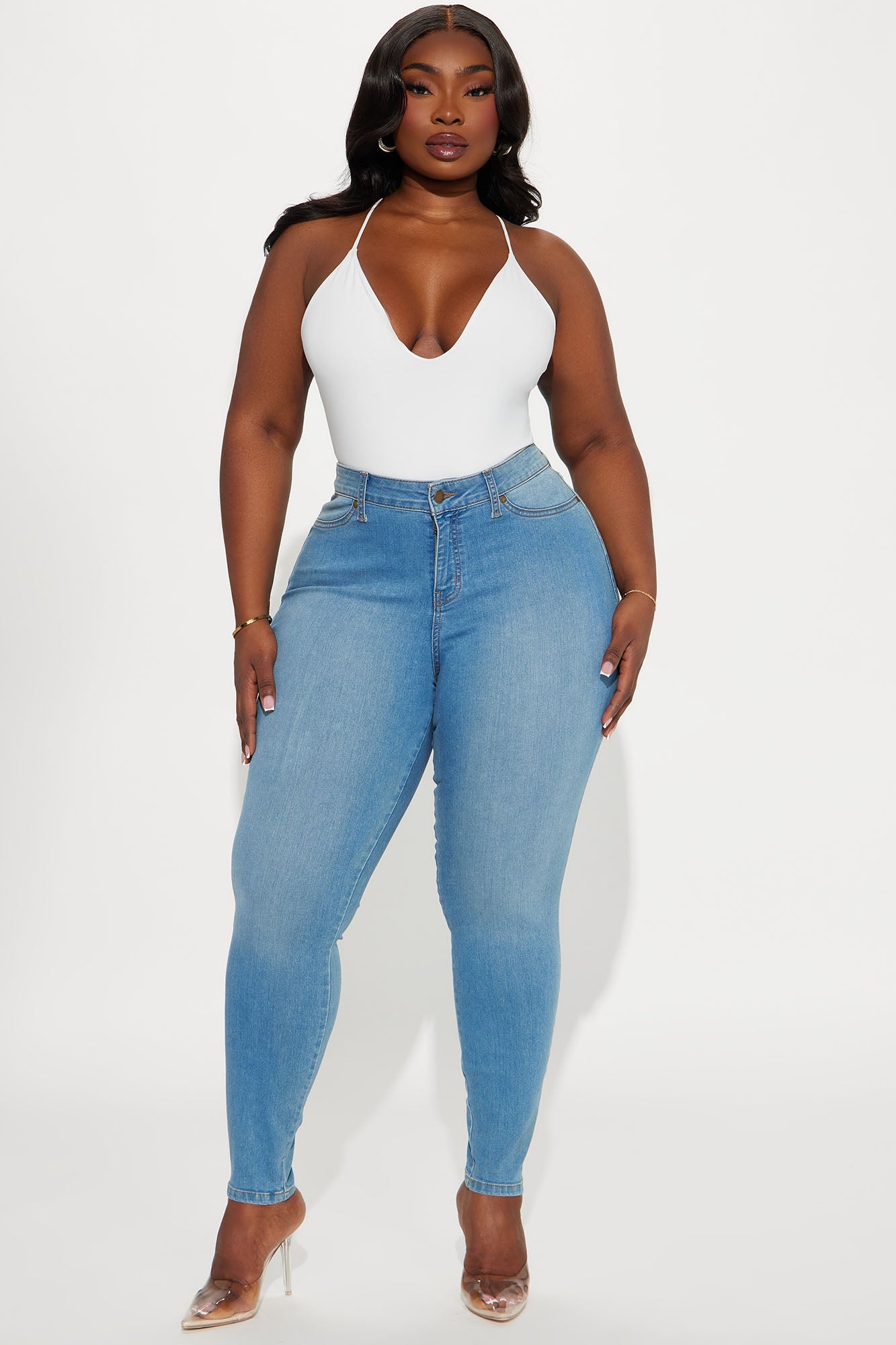 Flex Game Strong Low Rise Skinny Jeans - Light Blue Wash