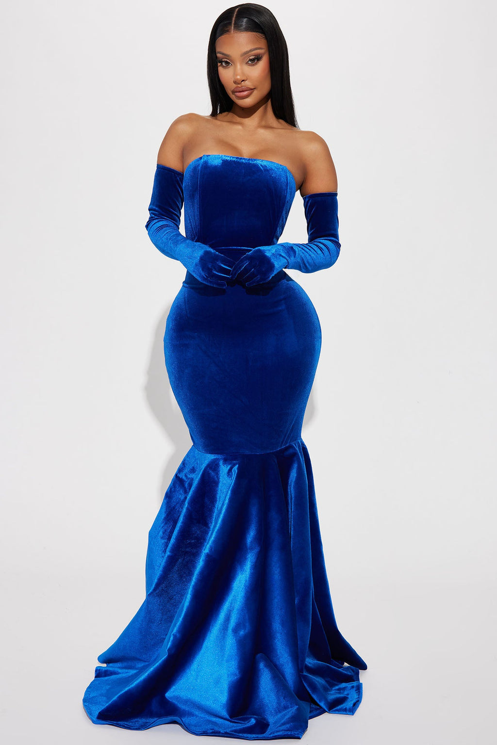 Stella Velvet Gown Set - Royal
