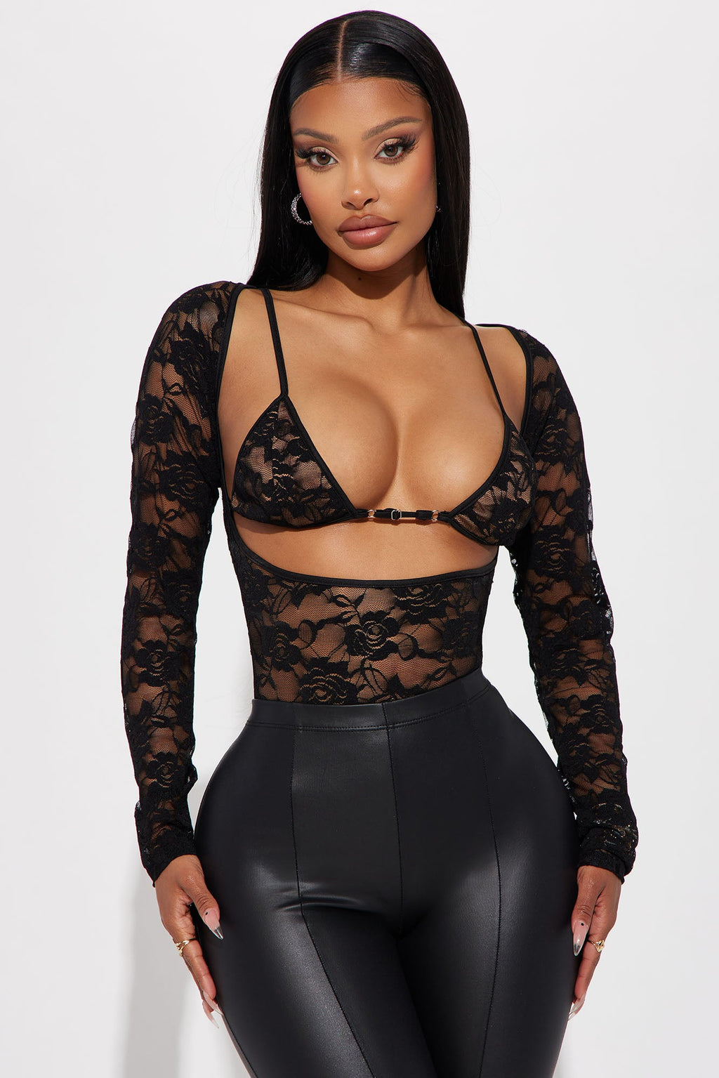 In Control Lace Bodysuit - Black