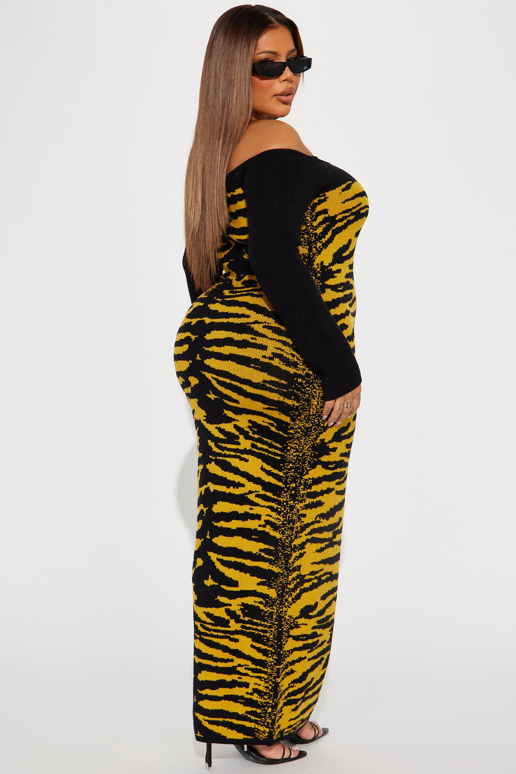 Queen Of The Jungle Sweater Maxi Dress - Black/combo