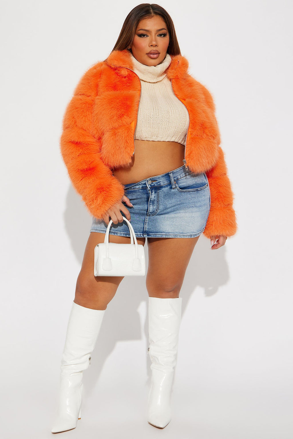 Layla Faux Fur Jacket - Orange