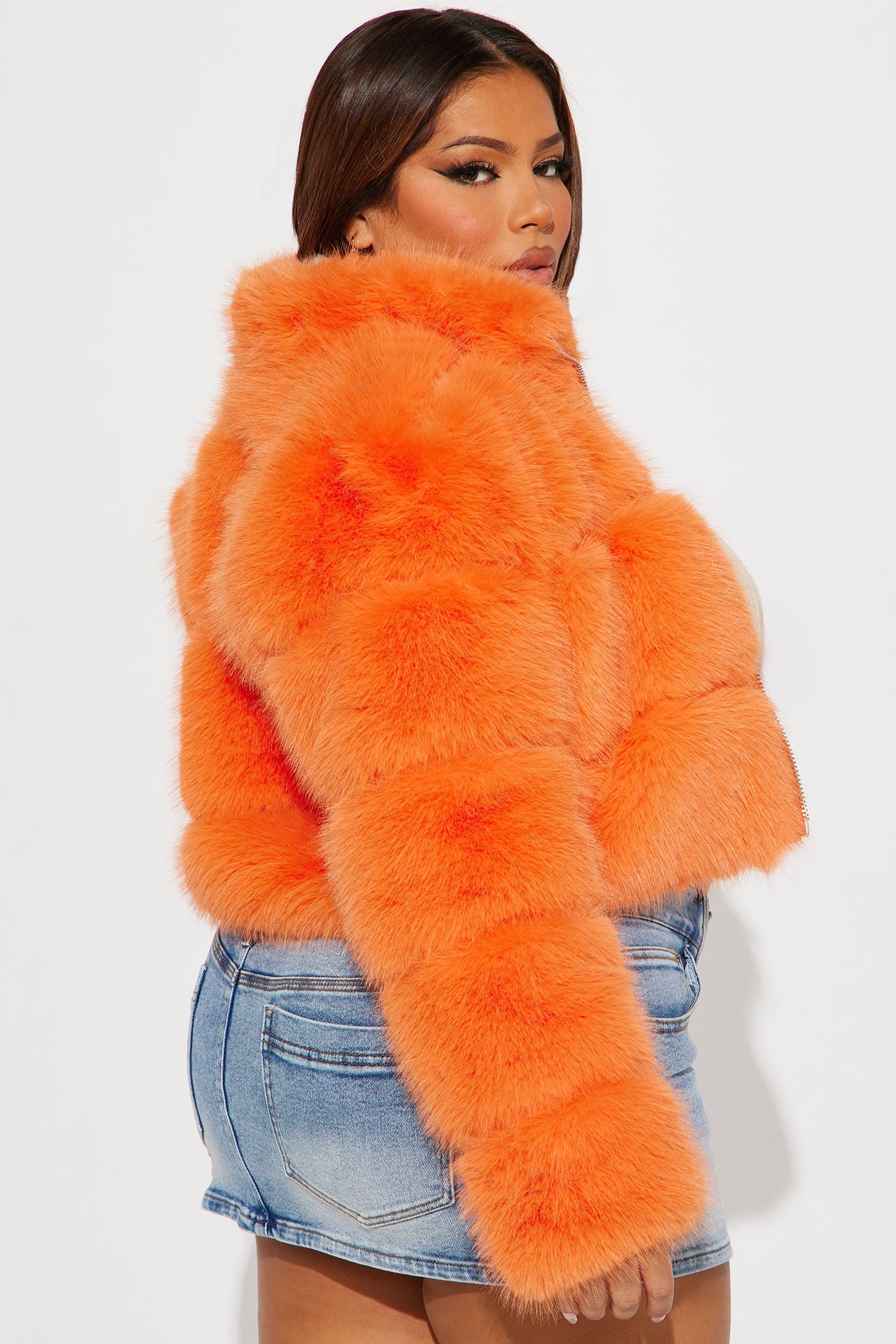Layla Faux Fur Jacket - Orange