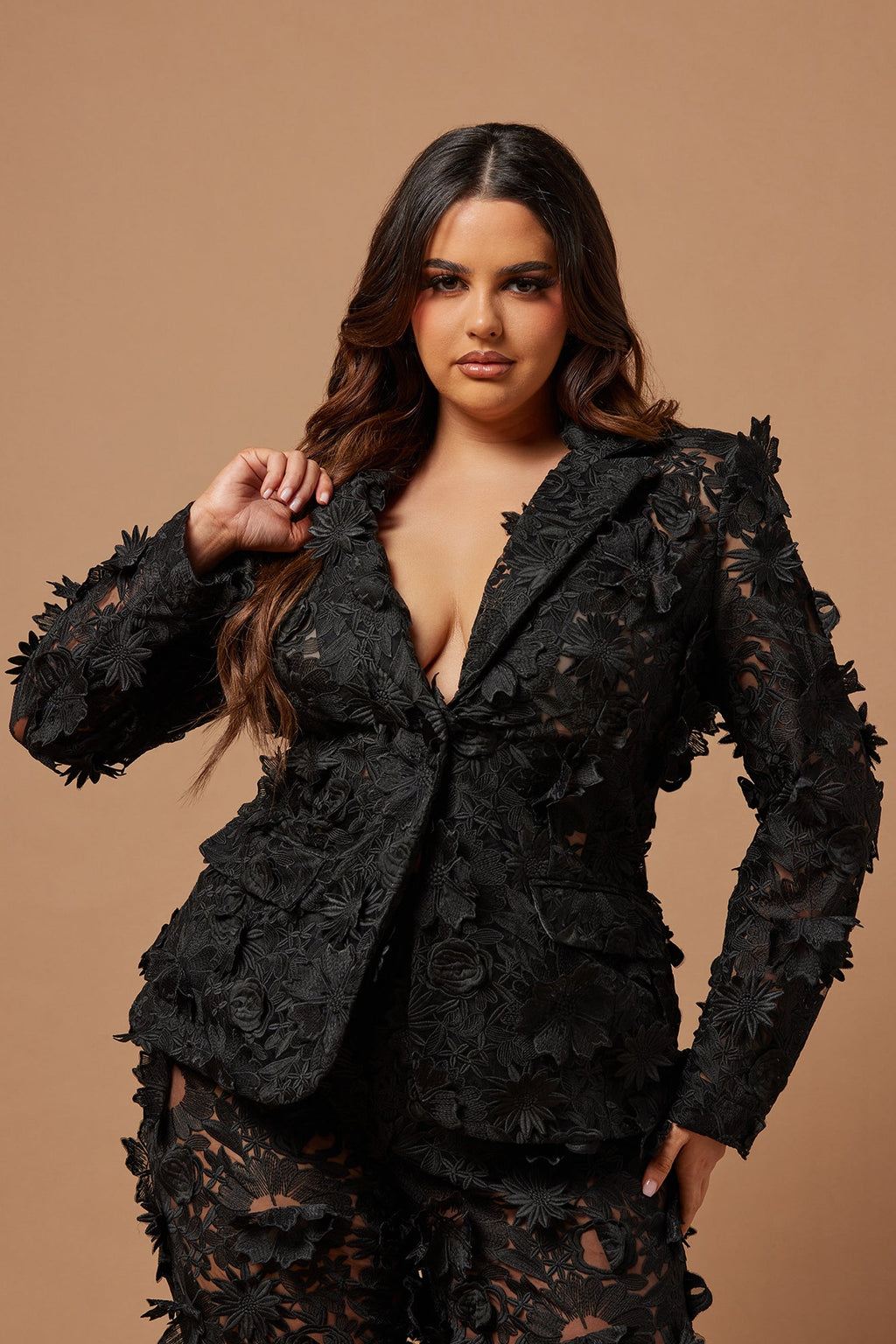 Denise Embroidered Blazer - Black