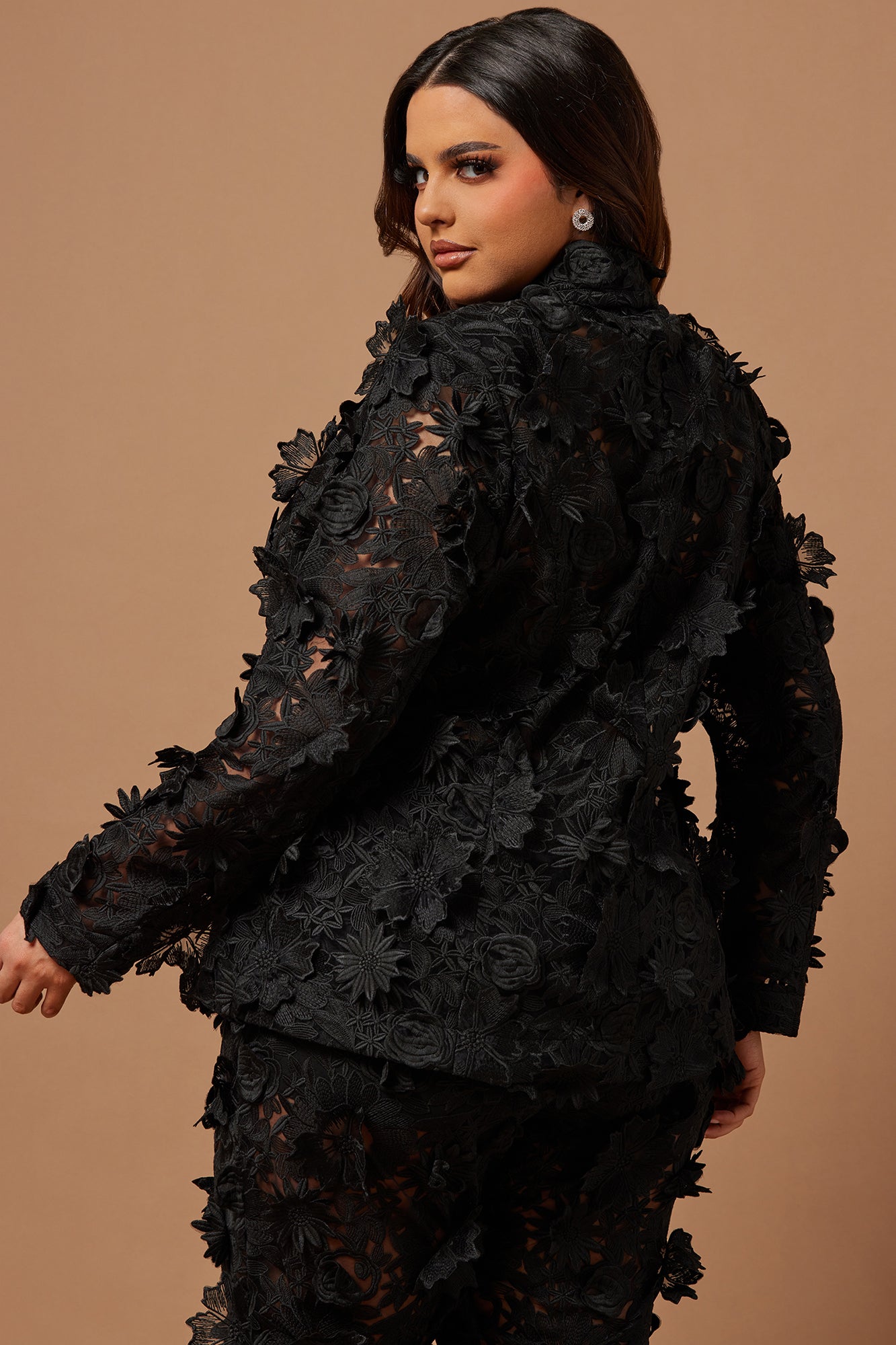 Denise Embroidered Blazer - Black