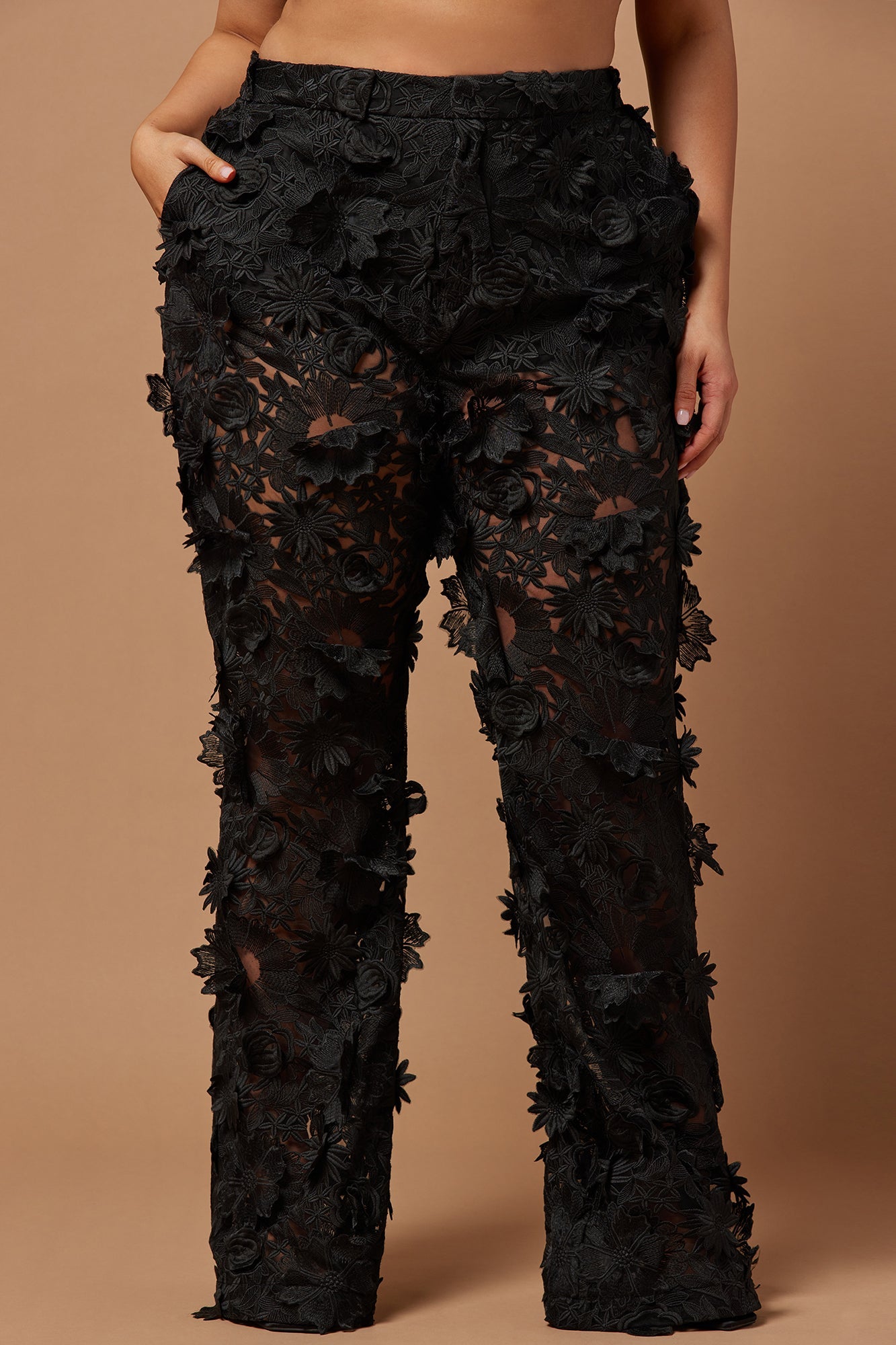 Denise Embroidered Pants - Black