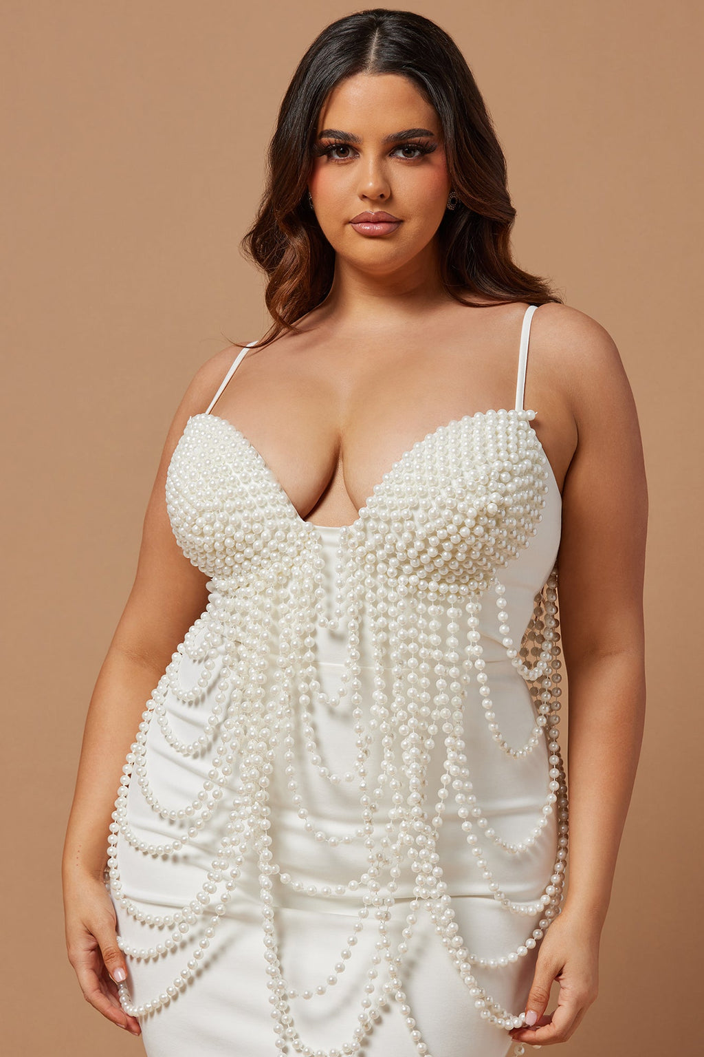 Caterina Pearl Midi Dress - White