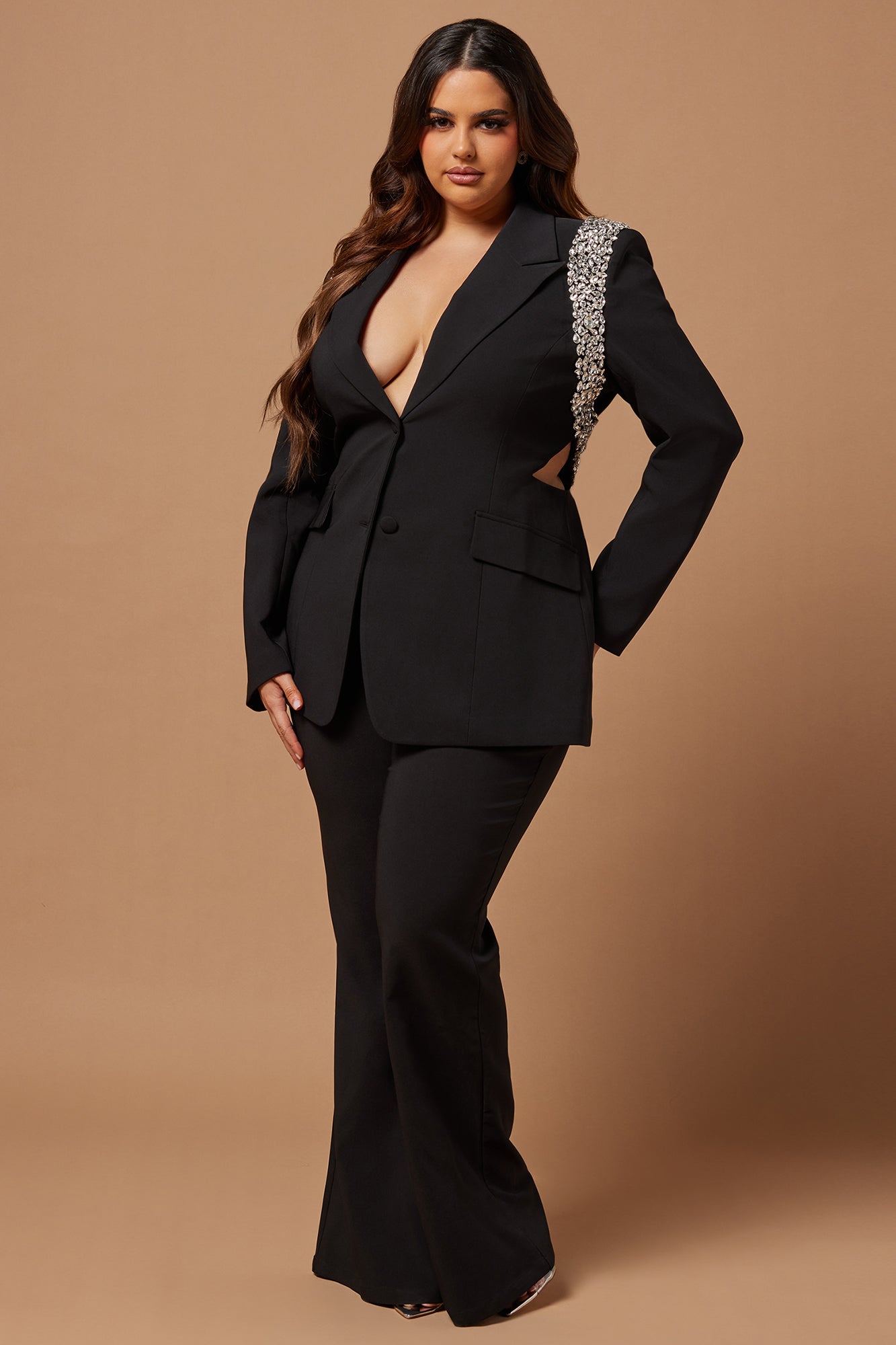 Claire Embellished Suit Set - Black