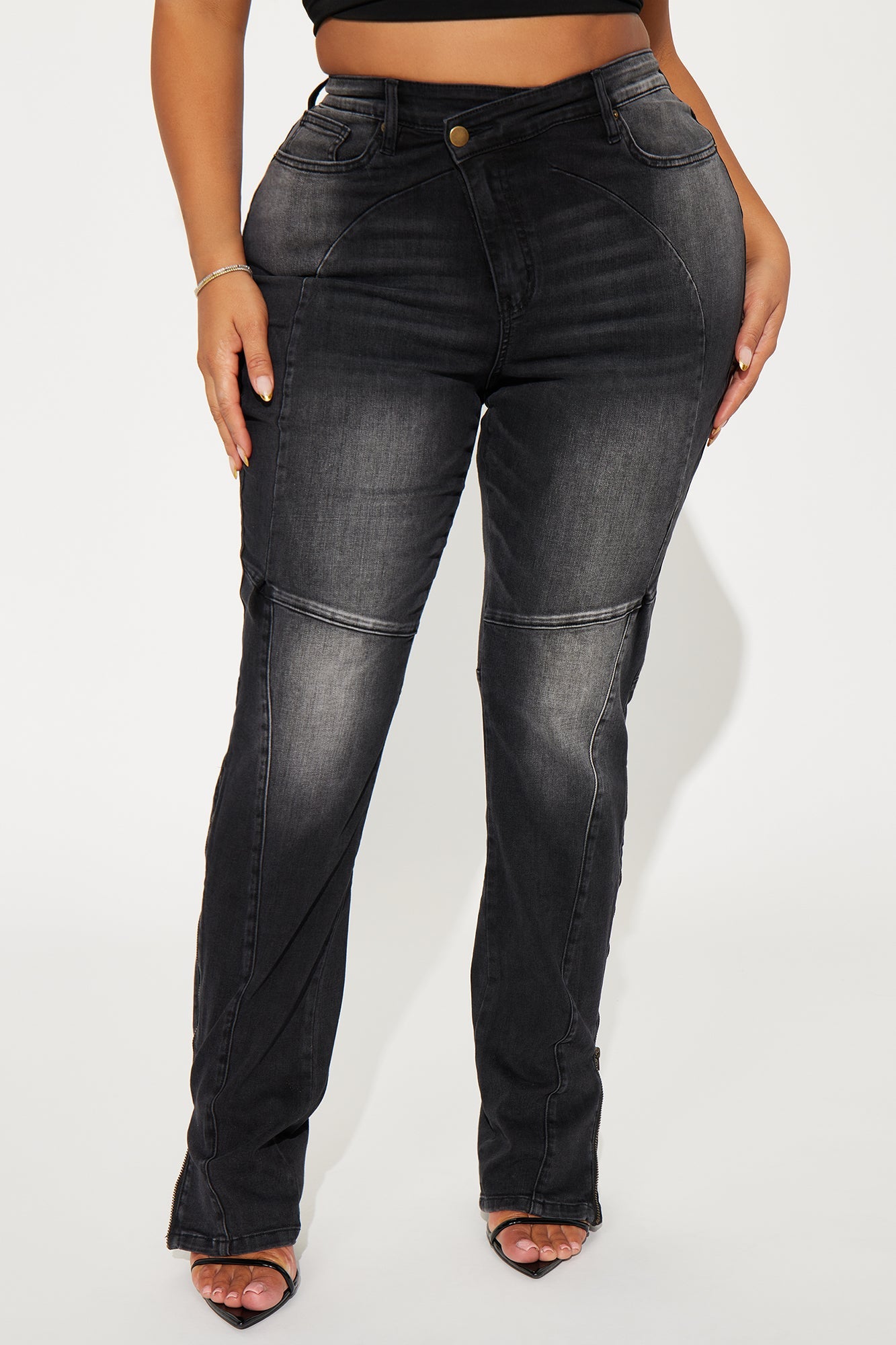 Certified Ten Crossover Moto Bootcut Jeans - Black Wash