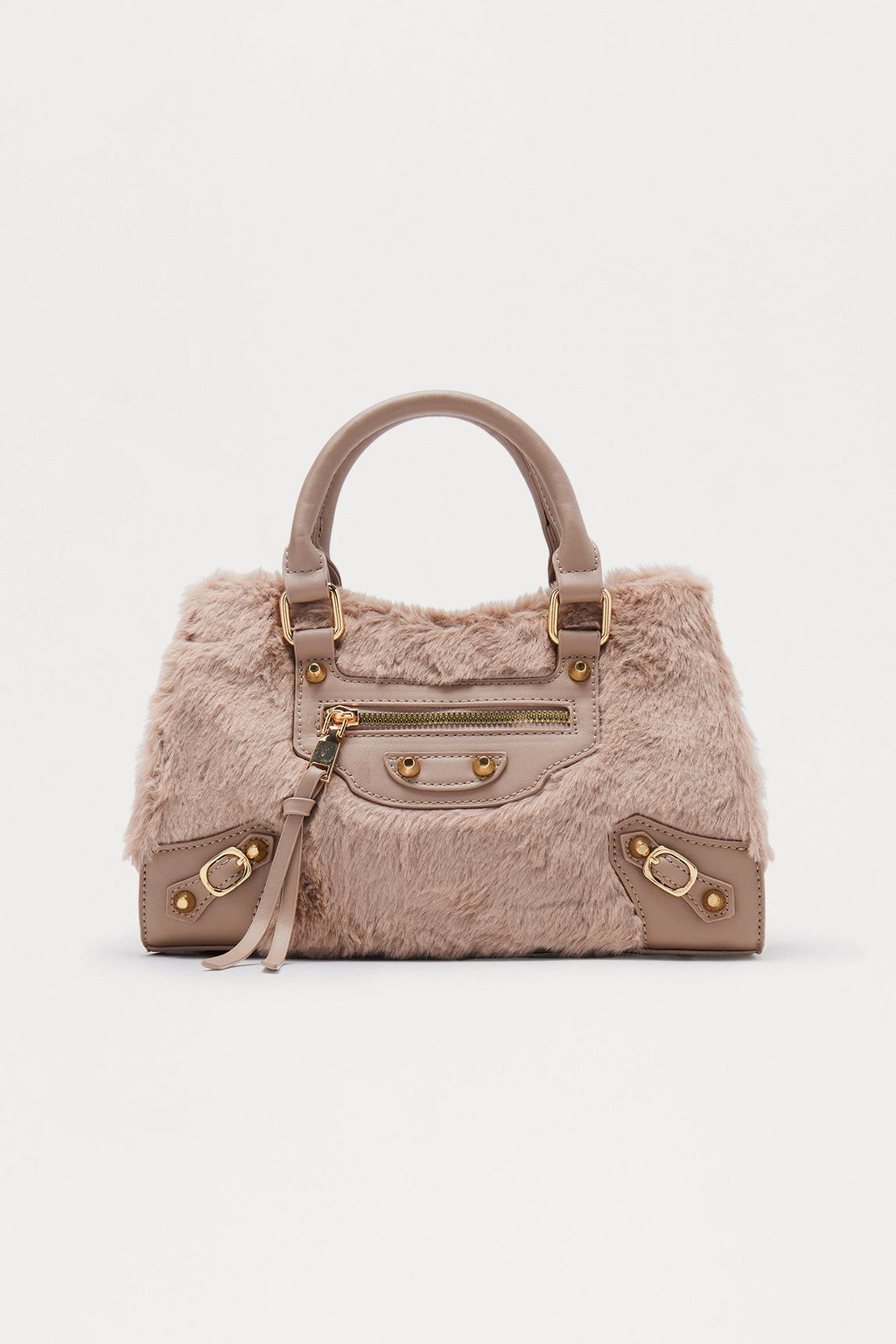 Cozy Carry Faux Fur Handbag - Taupe