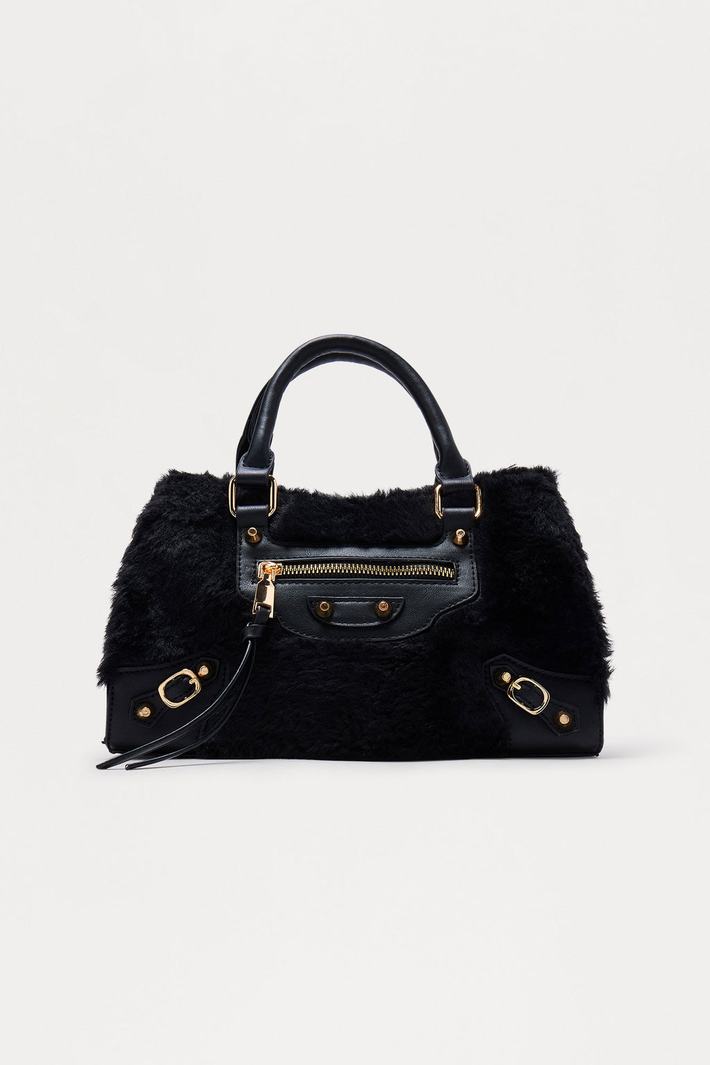Cozy Carry Faux Fur Handbag - Black