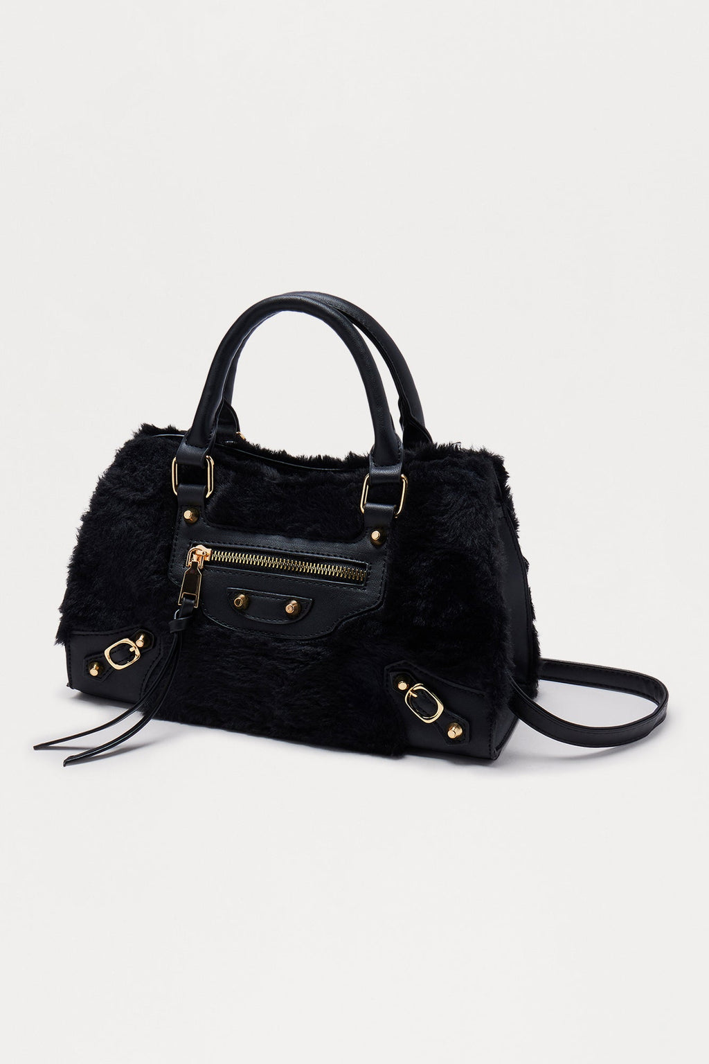 Cozy Carry Faux Fur Handbag - Black