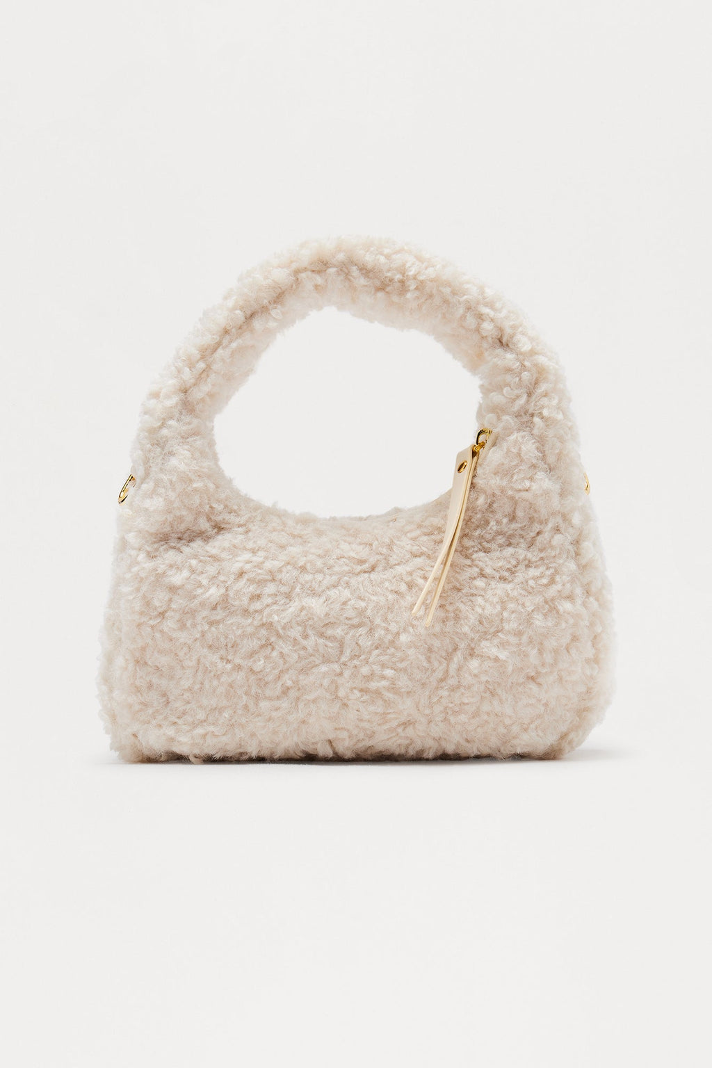 Ash And Fluff Sherpa Satchel Handbag - Ivory